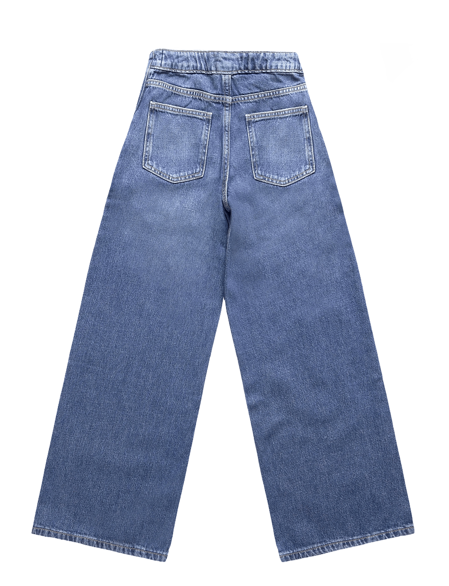 Mango - Wide-leg jeans with scarf detail - brede jeans - open blue - 1