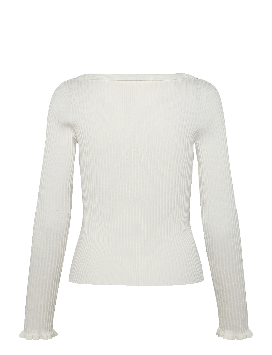 Mango - Ribbed ruffle cardigan - cardigans - light beige - 2