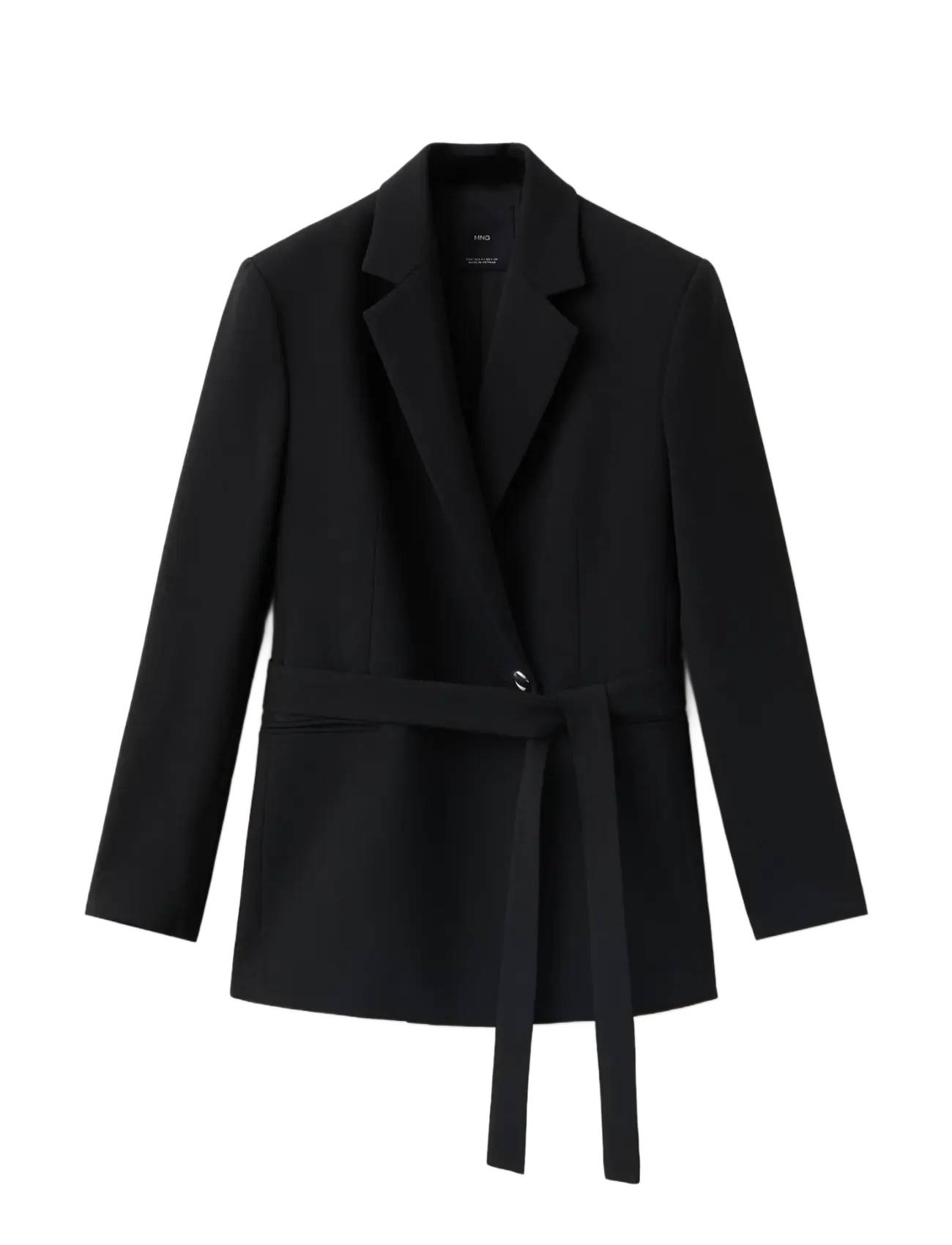 Mango Double-breasted belted suit blazer - Modern femininity - BLACK / black