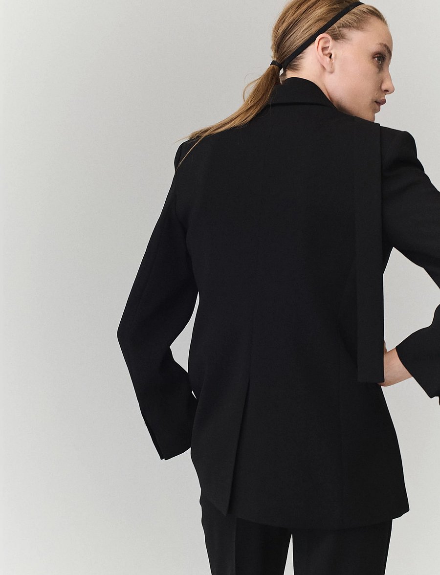 Mango - Double-breasted belted suit blazer - kavajer med skärp - black - 2