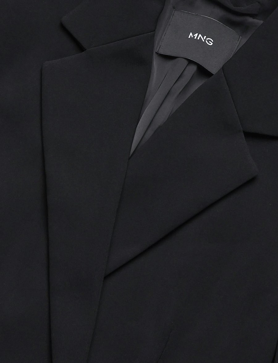 Mango - Double-breasted belted suit blazer - kavajer med skärp - black - 4
