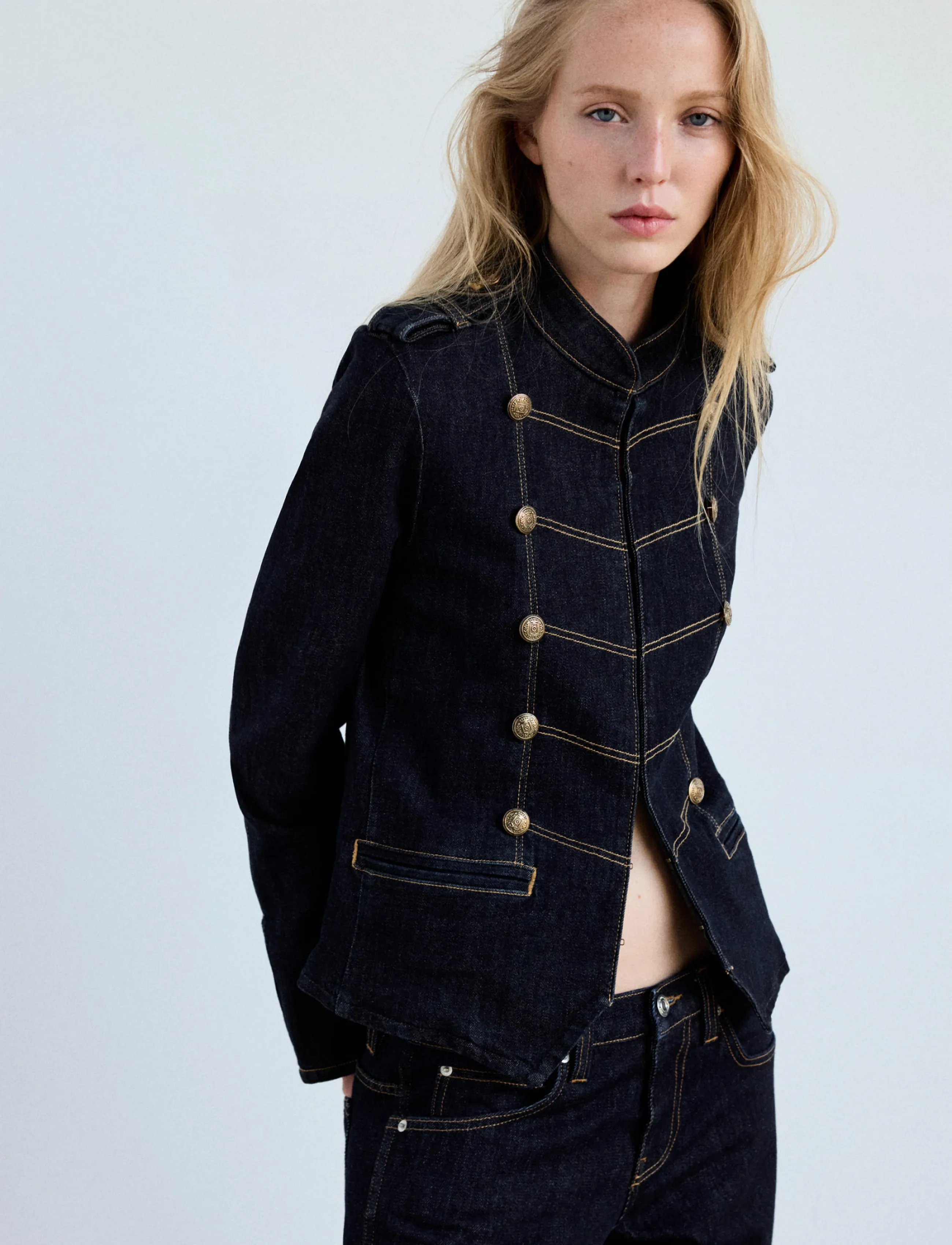 Mango Denim jacket with decorative frog fastenings - Vårjackor - OPEN BLUE / navy