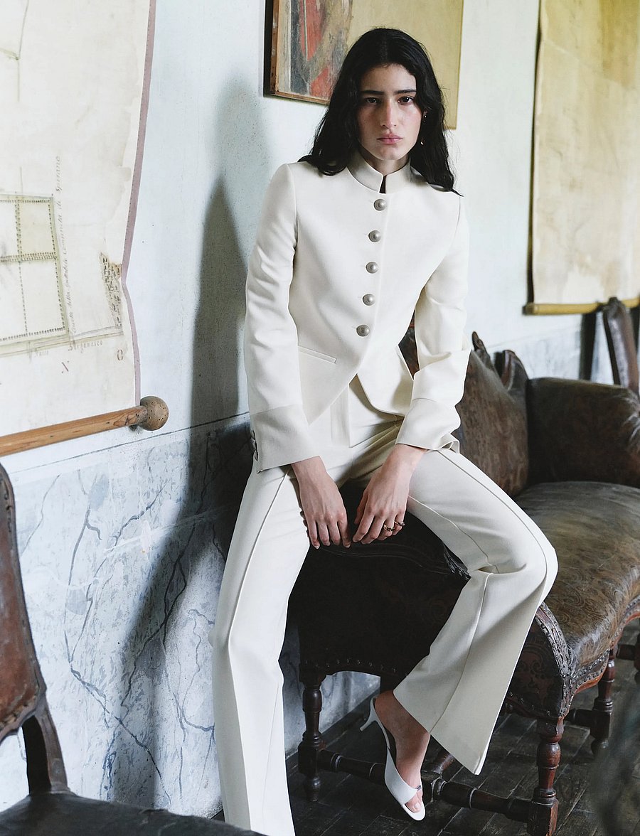 Mango - Flared trousers with seams - flare bukser - natural white - 0