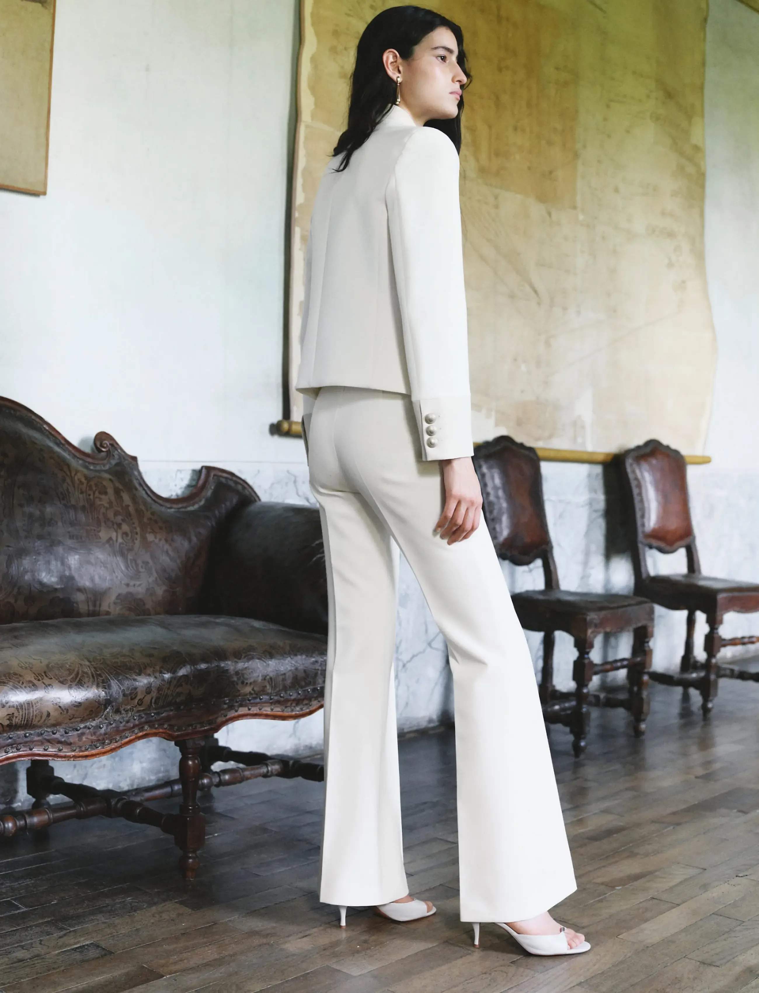 Mango - Flared trousers with seams - flare bukser - natural white - 2