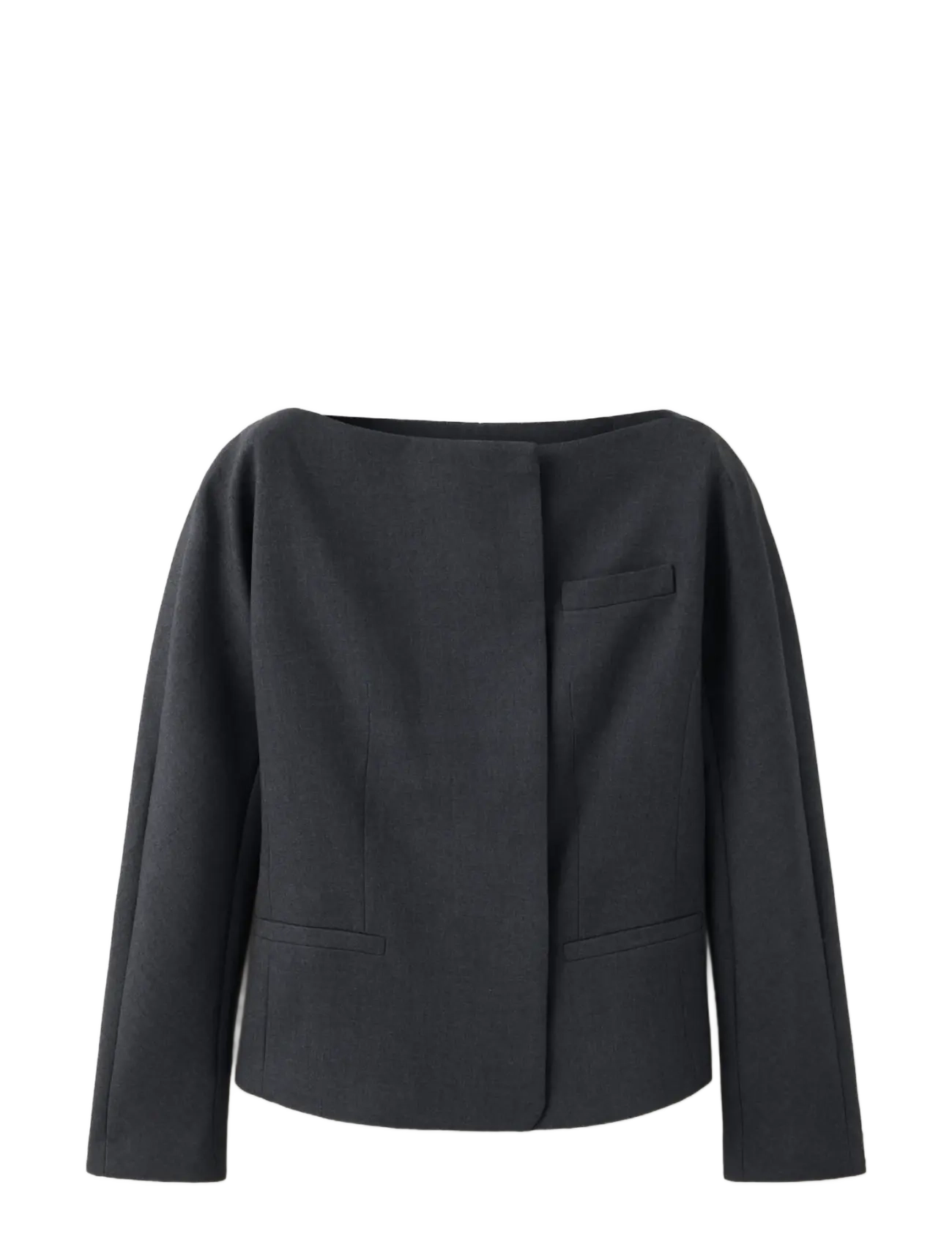 Mango Fitted boat neck jacket - Kläder - GREY / grey