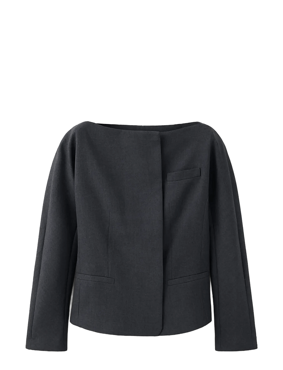Mango - Fitted boat neck jacket - enkelknäppta kavajer - grey - 1