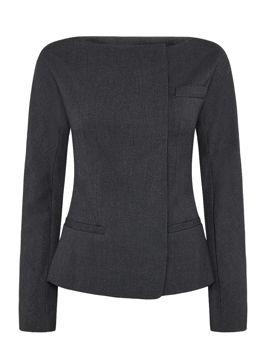 Mango - Asymmetrical fitted blazer - enkeltradede blazere - grey - 1