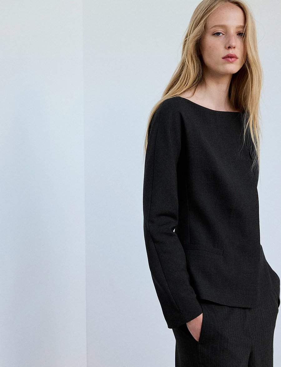 Mango - Fitted boat neck jacket - enkelknäppta kavajer - grey - 0