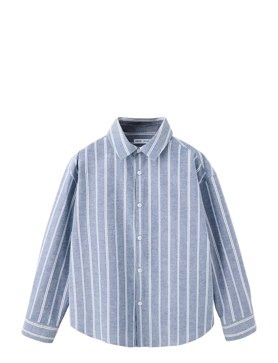 Mango - 100% cotton striped shirt - långärmade skjortor - medium blue - 0