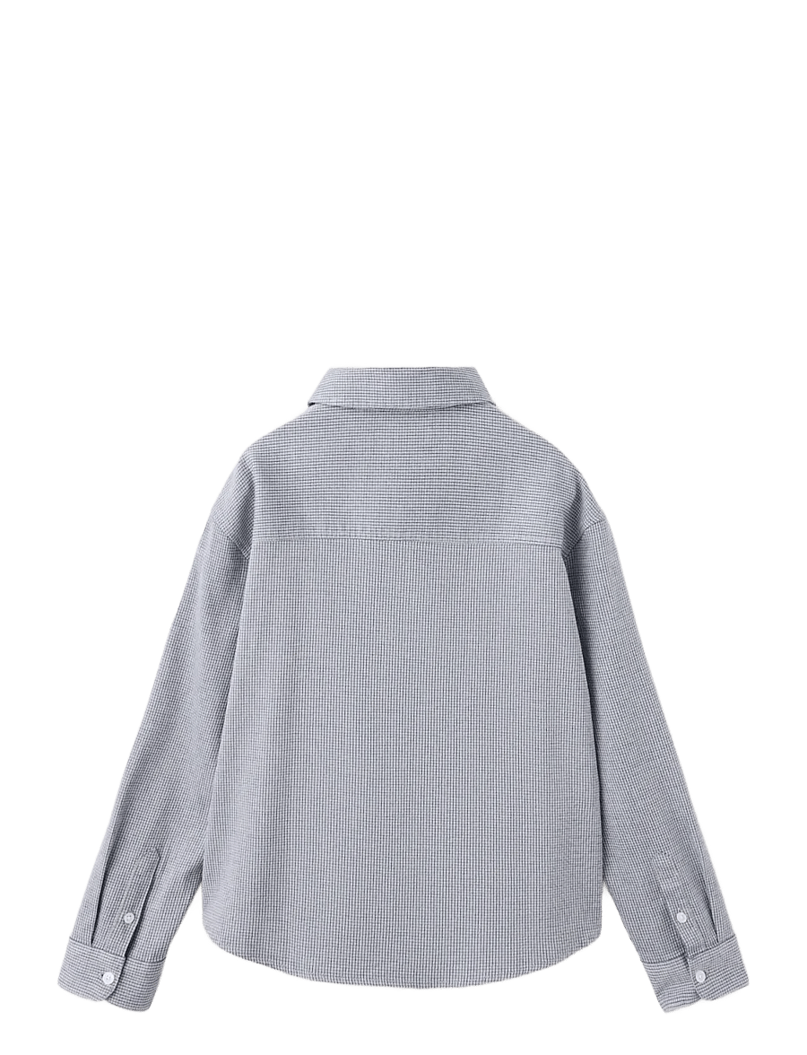 Mango - Check cotton shirt - långärmade skjortor - grey - 1