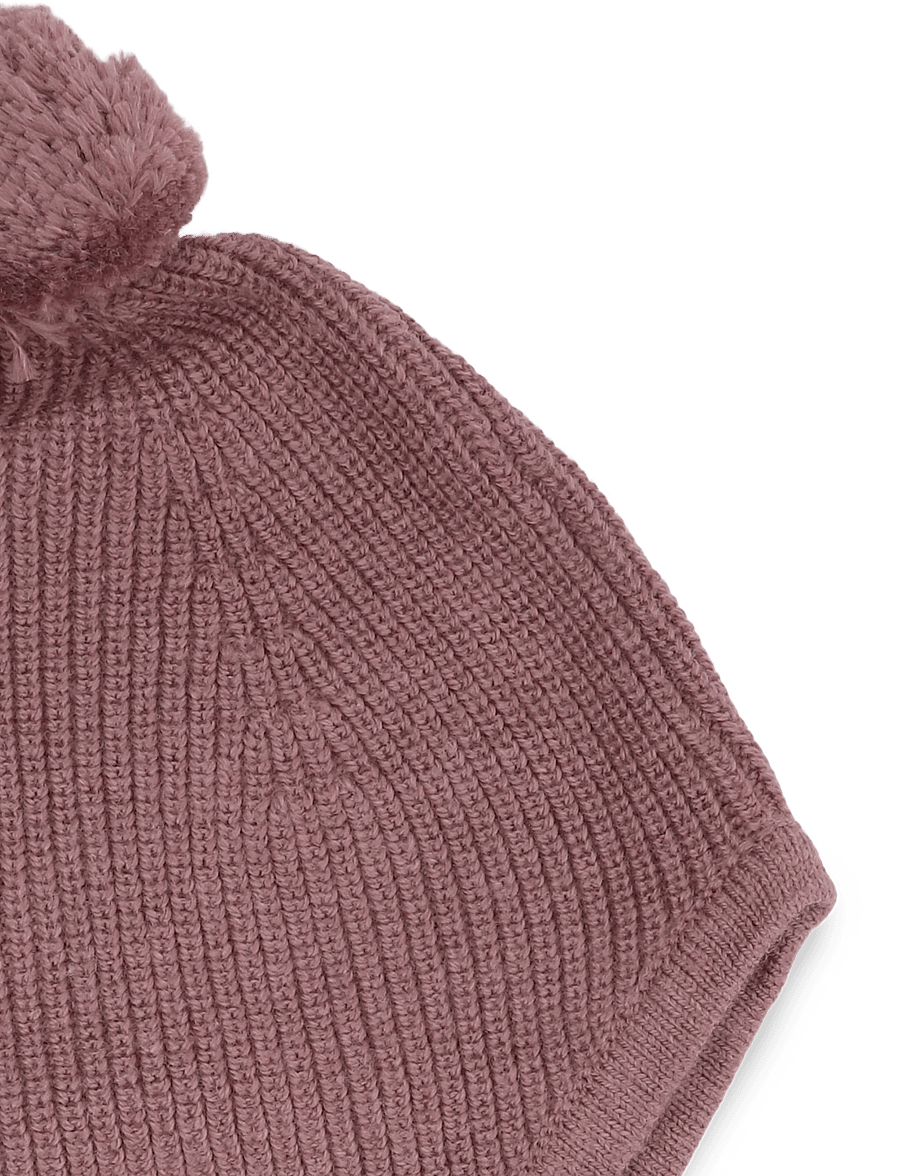 Mango - Pom pom cable-knit beanie - babymössor - dark red - 2