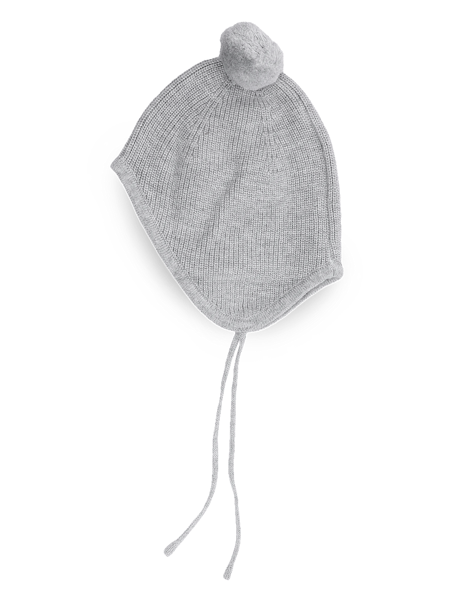 Mango - Pom pom cable-knit beanie - babymössor - medium grey - 0
