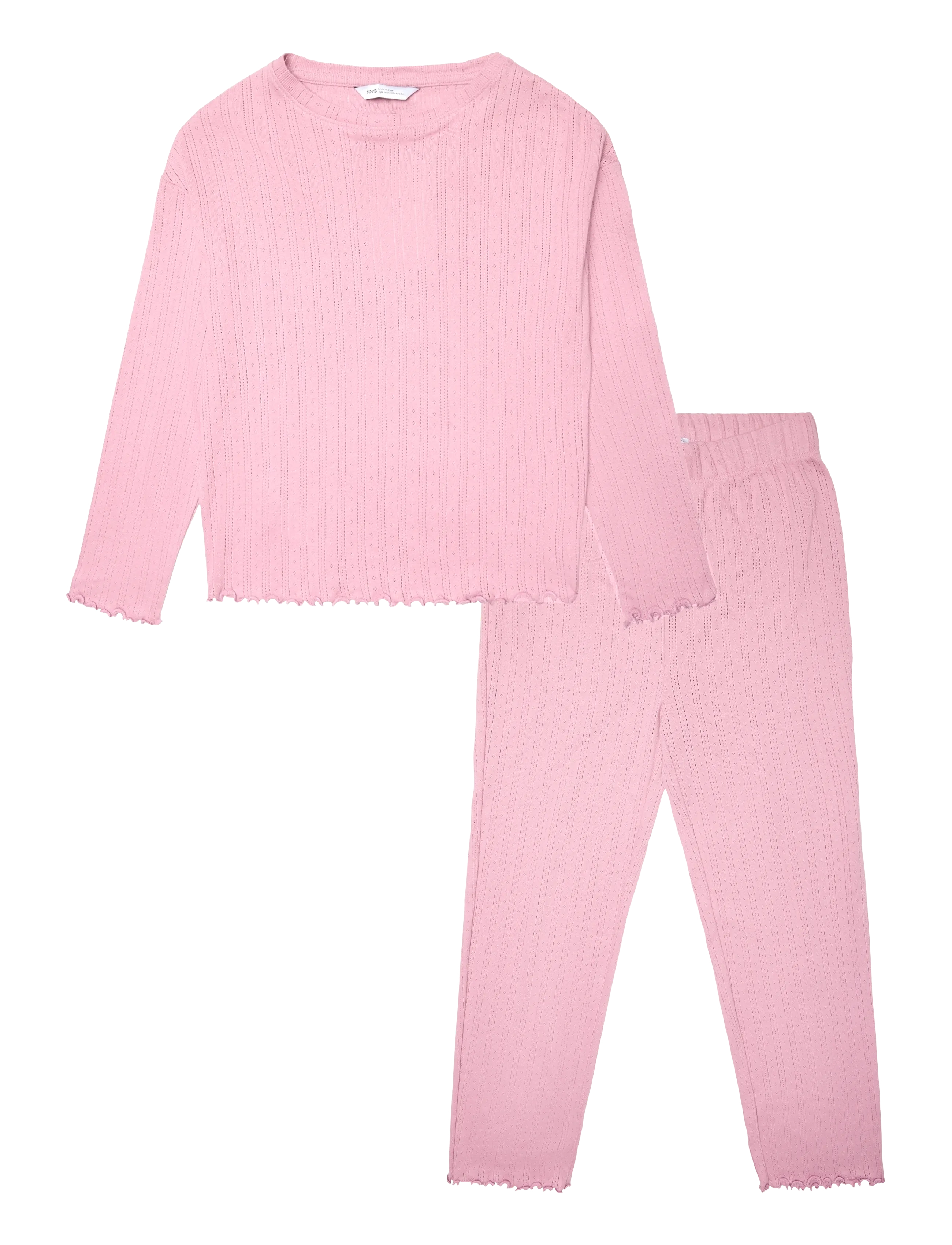Mango Long ribbed pyjama - Tøj - PINK / pink/rose