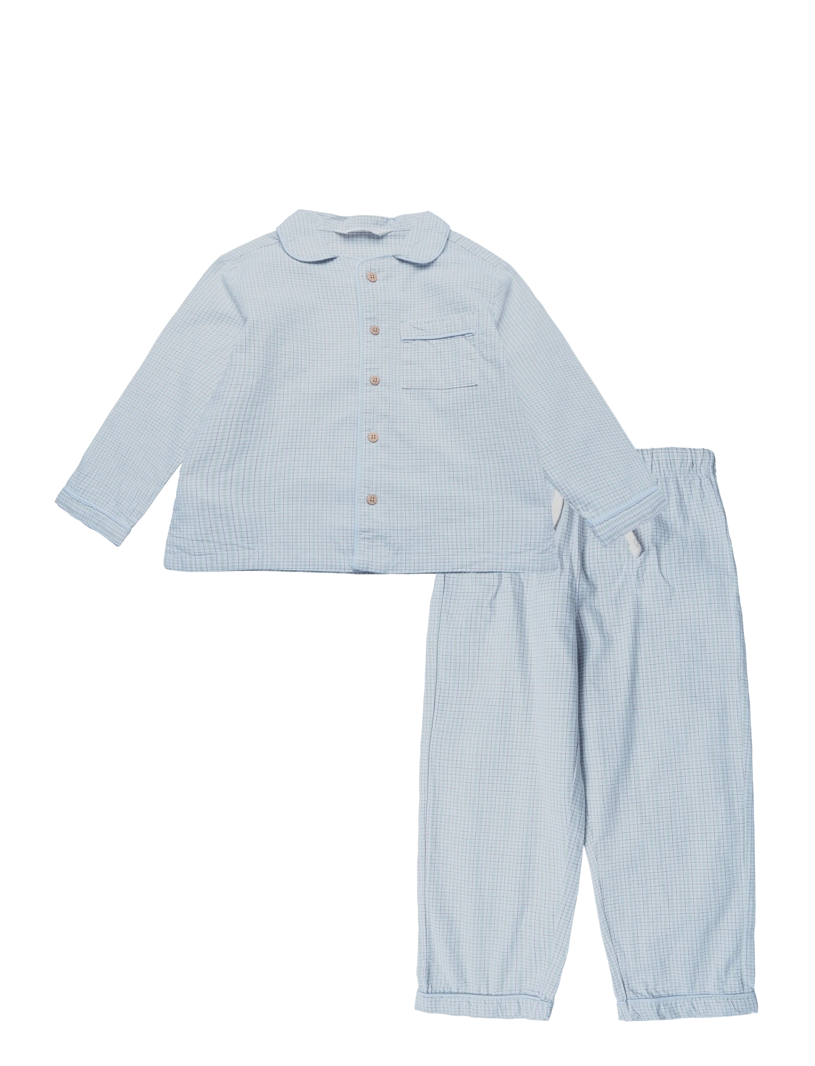 Mango Set of long check pyjamas - Tøj - TURQUOISE - AQUA / blue