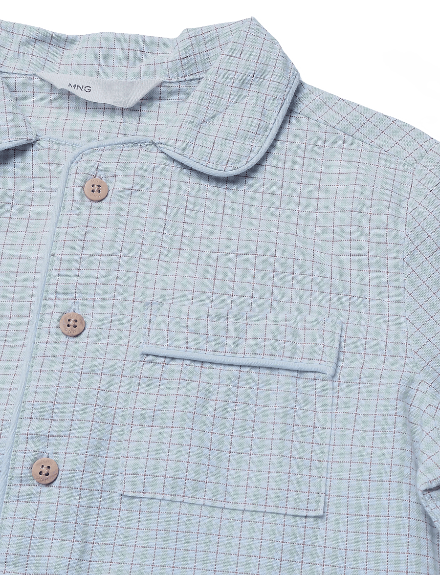 Mango - Set of long check pyjamas - pyjamassæt - turquoise - aqua - 4