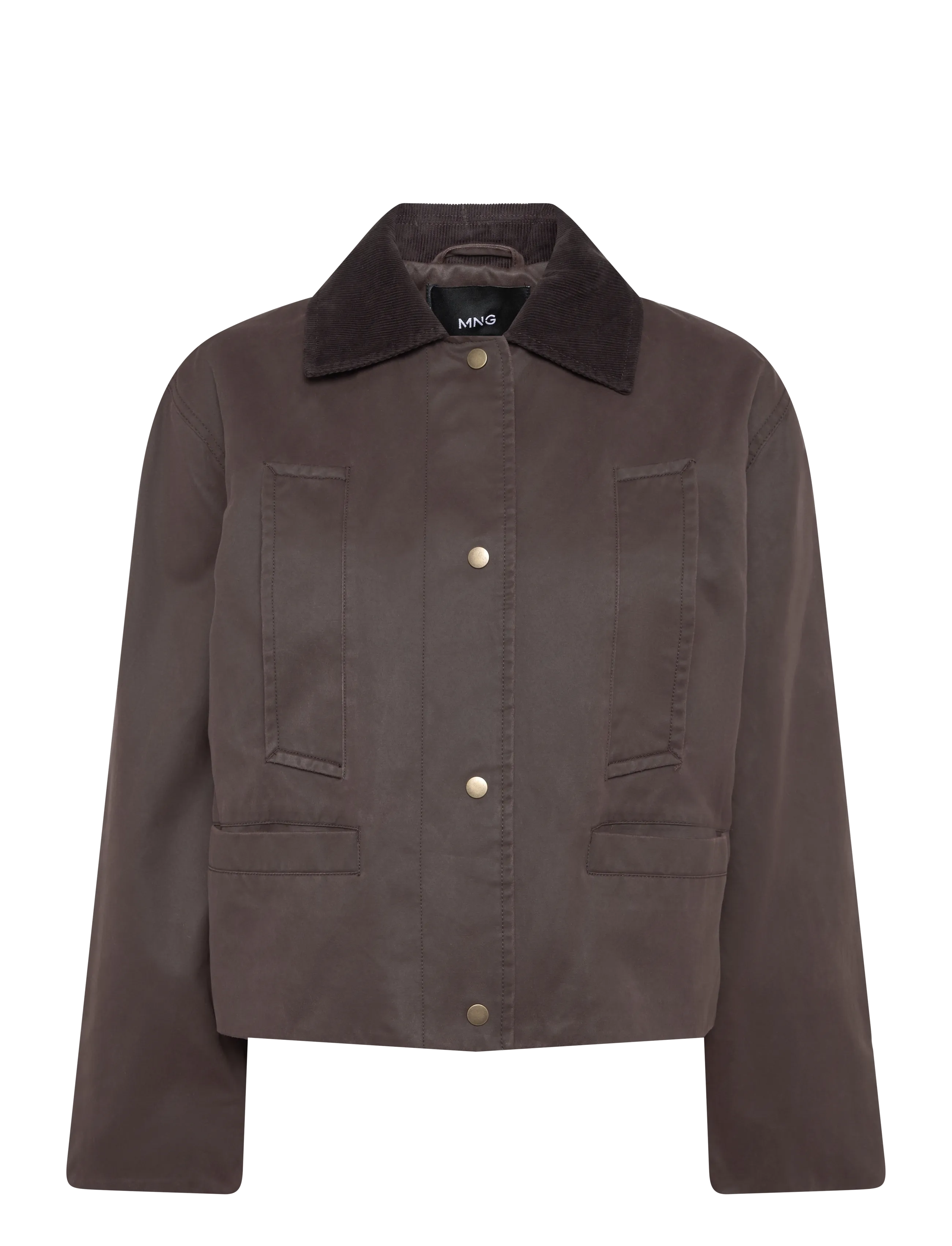 Mango - Corduroy-collar jacket with pockets - utilityjackor - dark brown - 1