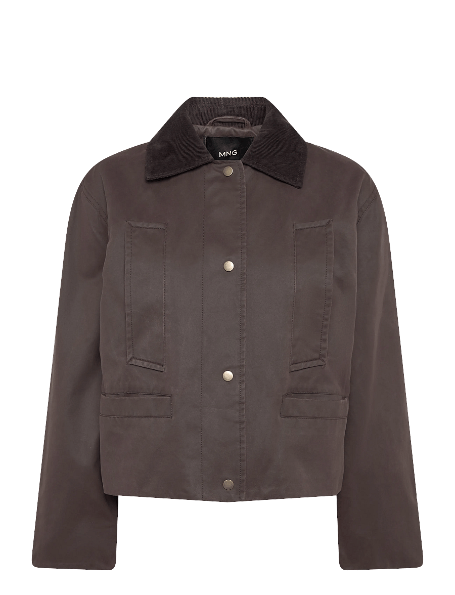 Mango - Corduroy-collar jacket with pockets - utilityjackor - dark brown - 1