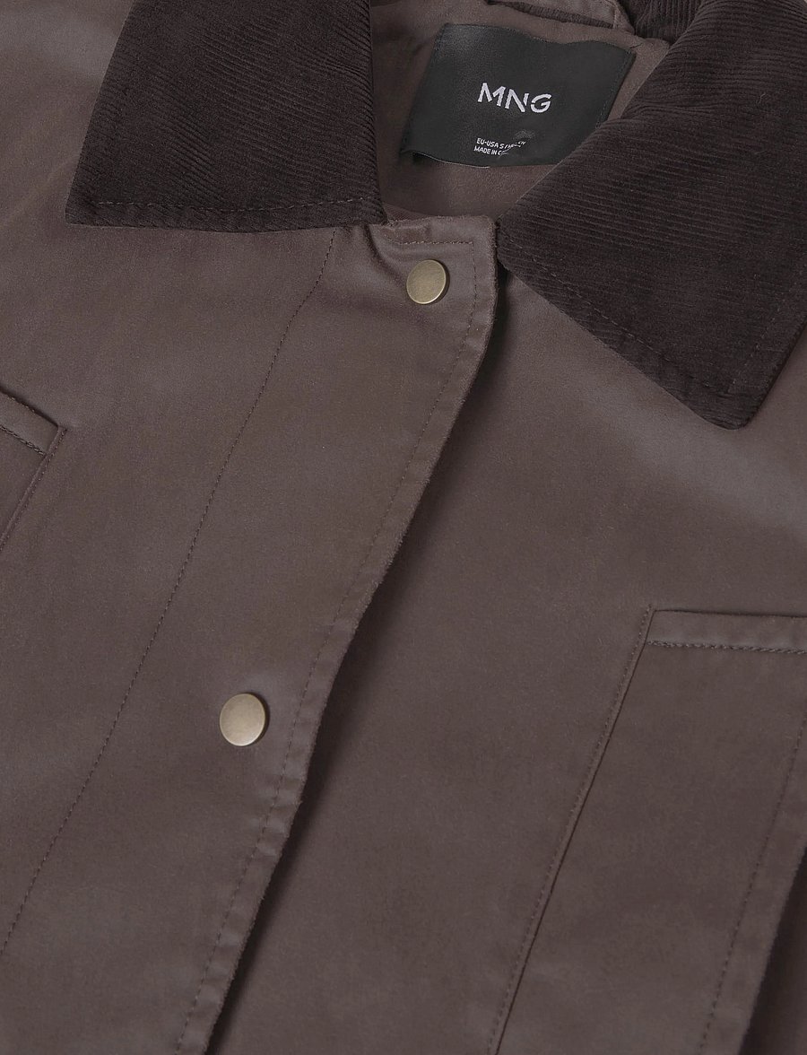 Mango - Corduroy-collar jacket with pockets - utilityjackor - dark brown - 4