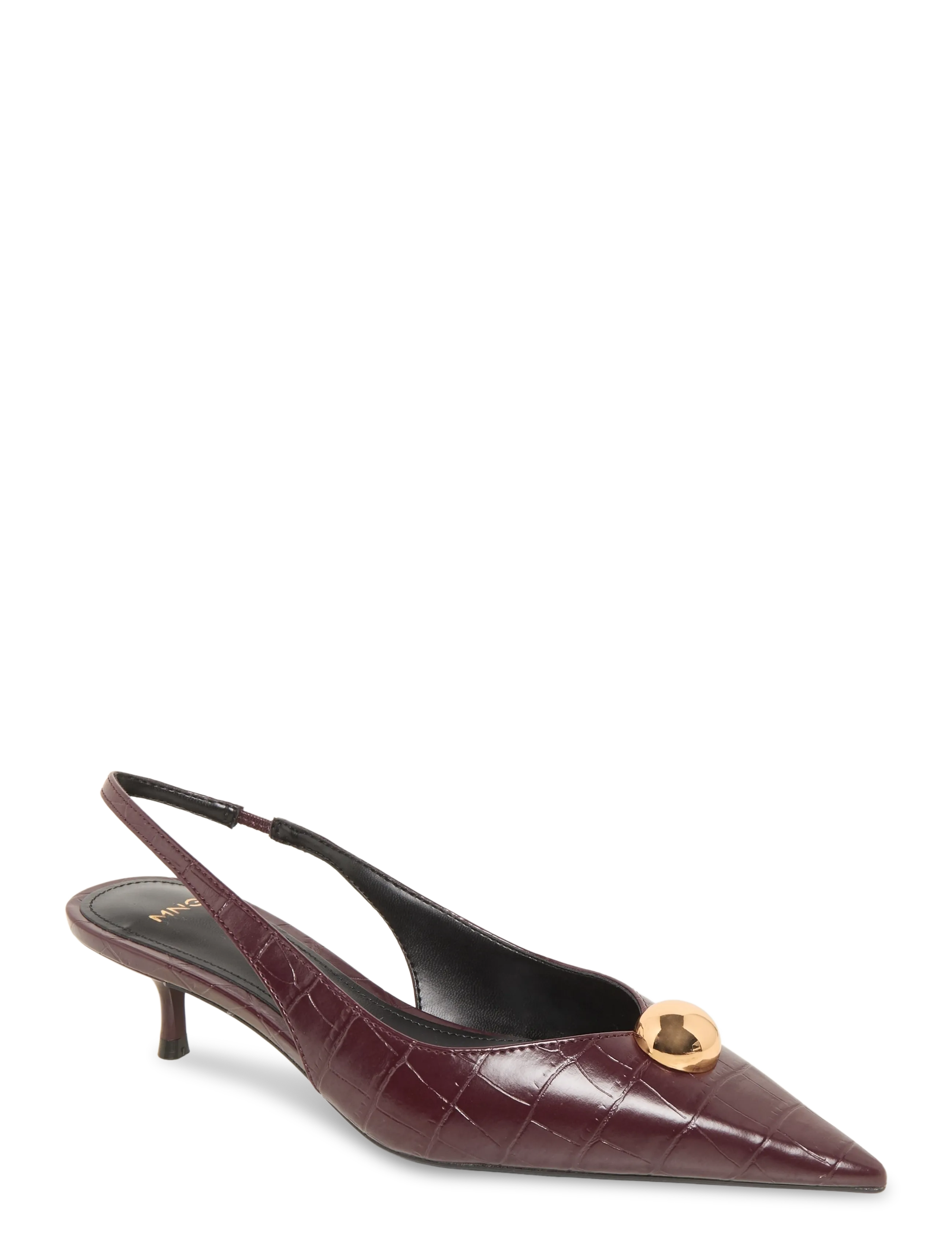 Mango Metal-beaded high-heel shoe - Streetstyle - DARK RED / burgundy