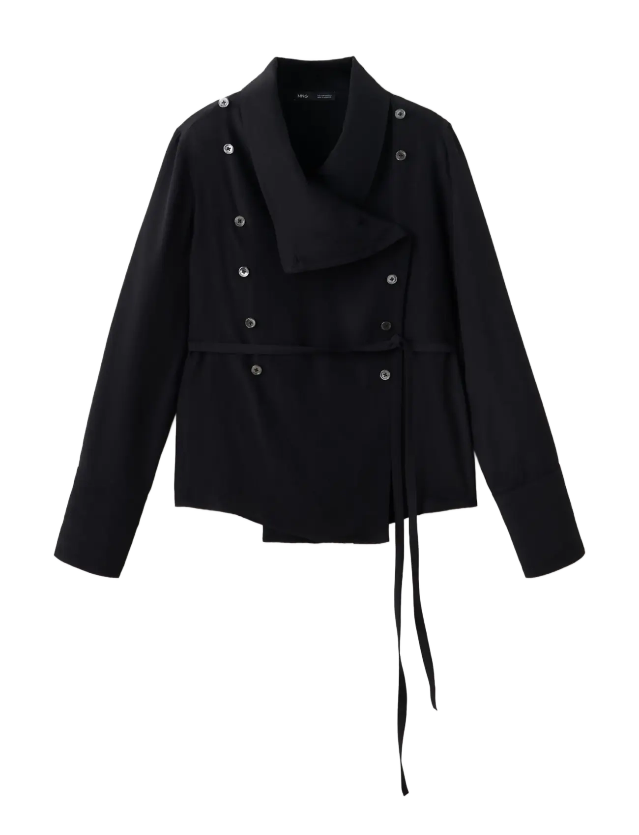 Mango Lyocell overshirt with lapels - Vårjackor - BLACK / black
