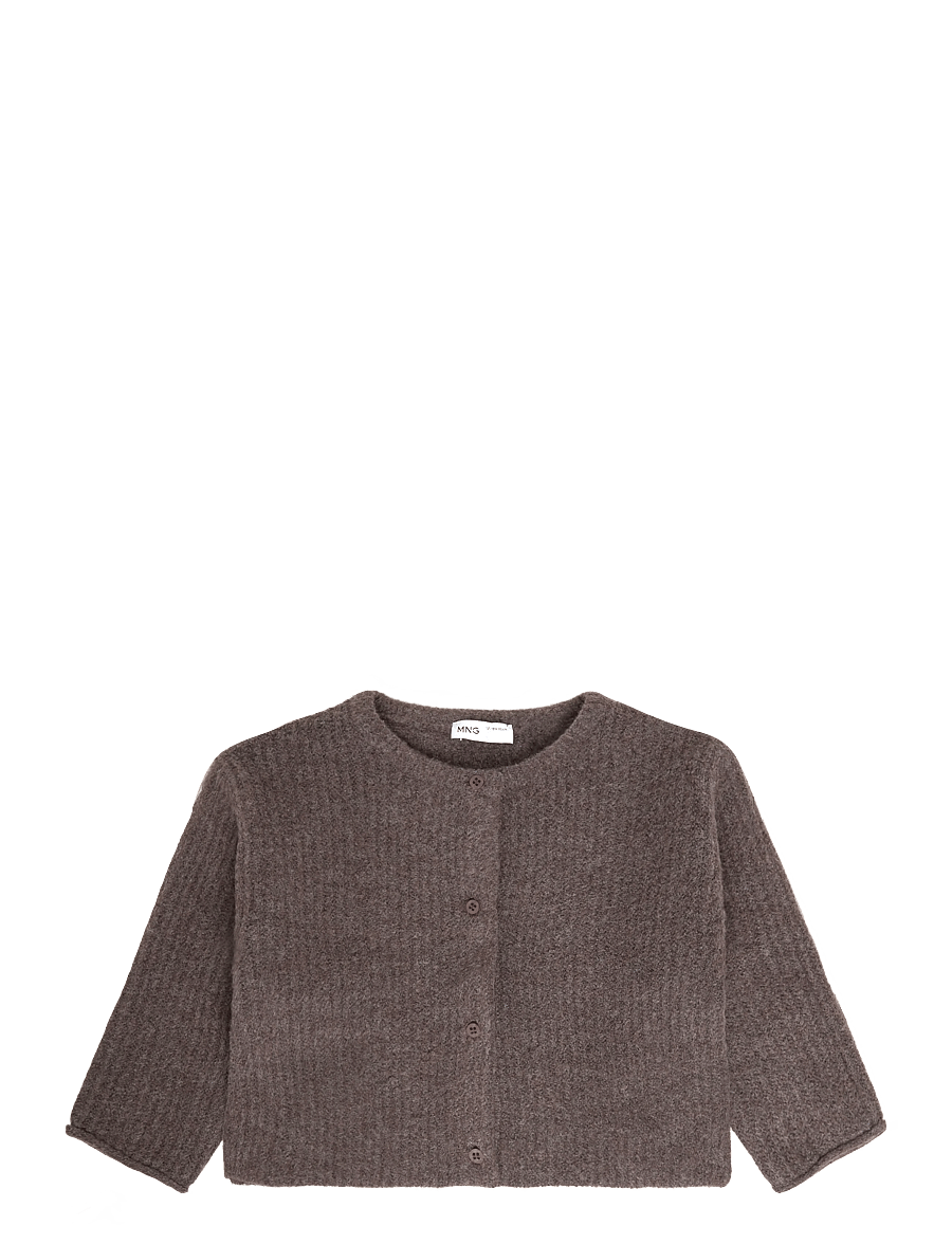 Mango - Ribbed knitted cardigan - cardigans - brown - 0