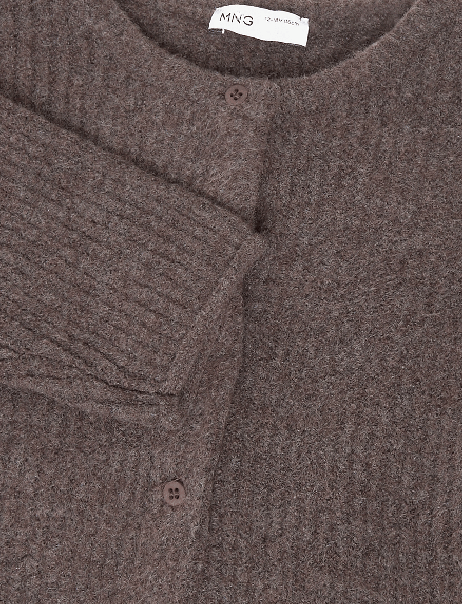 Mango - Ribbed knitted cardigan - cardigans - brown - 2