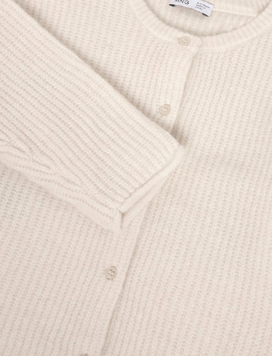 Mango - Ribbed knitted cardigan - cardigans - light beige - 2