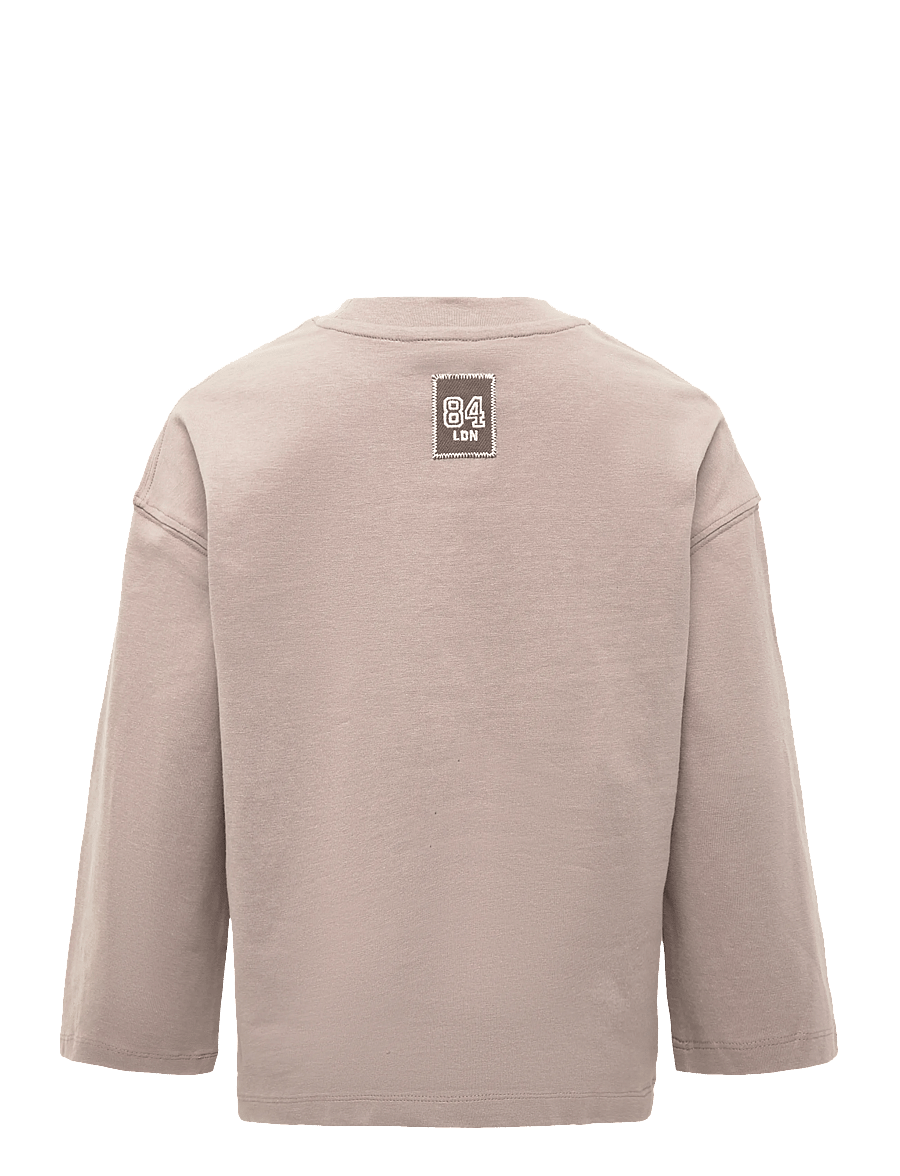 Mango - Printed cotton-blend t-shirt - langærmede t-shirts - medium brown - 1