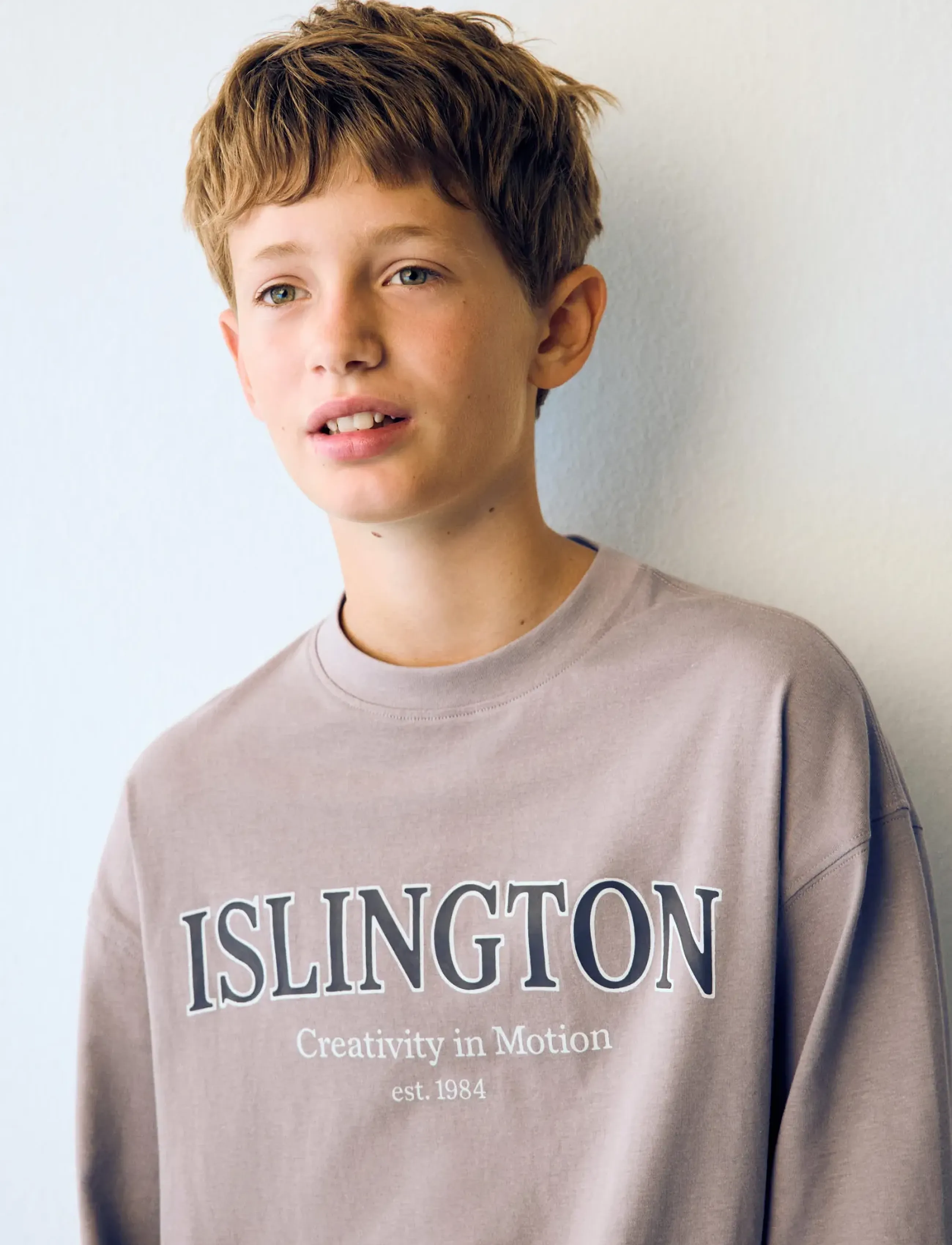 Mango - Printed cotton-blend t-shirt - långärmade t-shirts - medium brown - 0