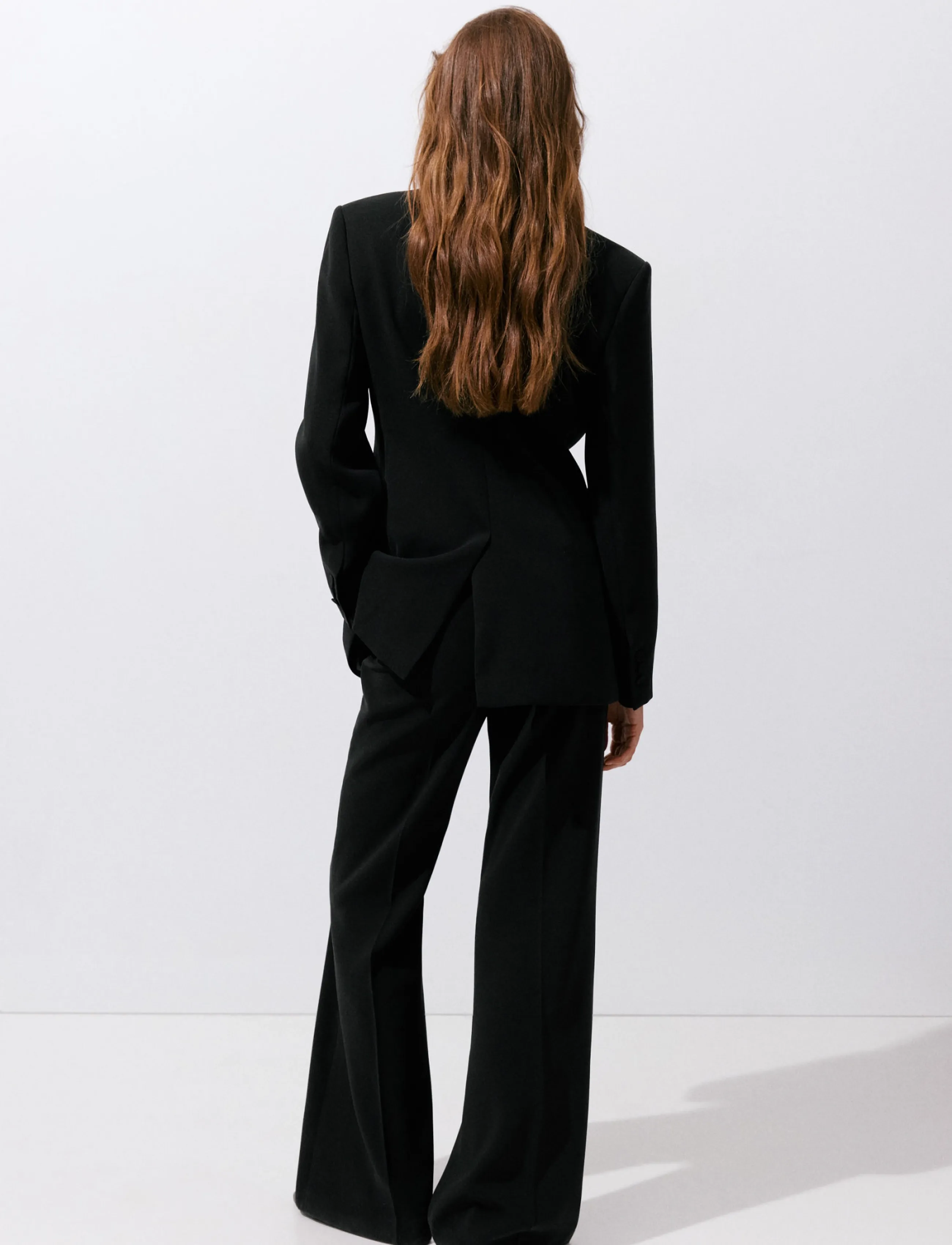 Mango - High-waist suits trousers - utsvängda byxor - black - 2