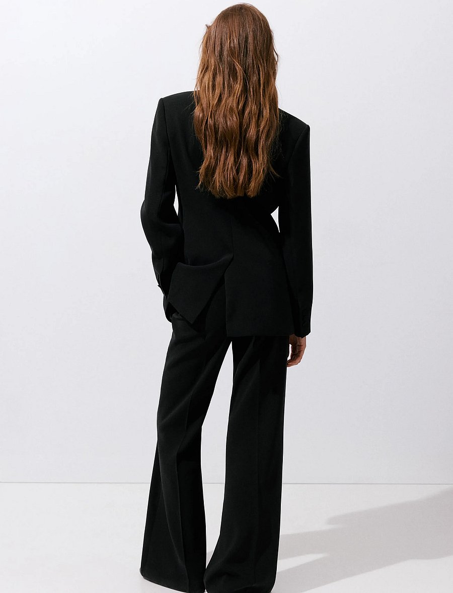 Mango - High-waist suits trousers - utsvängda byxor - black - 2
