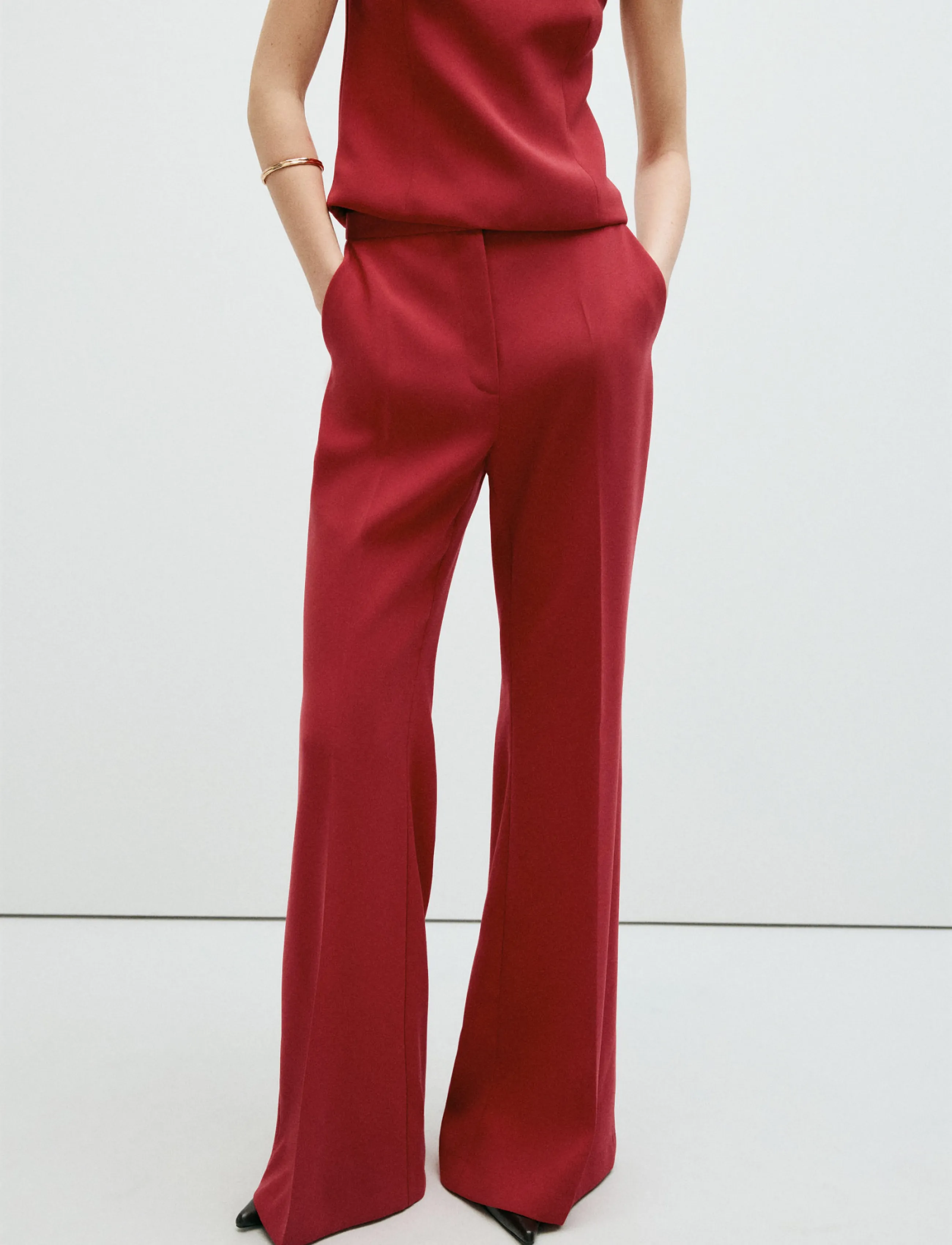 Mango High-waist suits trousers - Flare bukser - RED / red