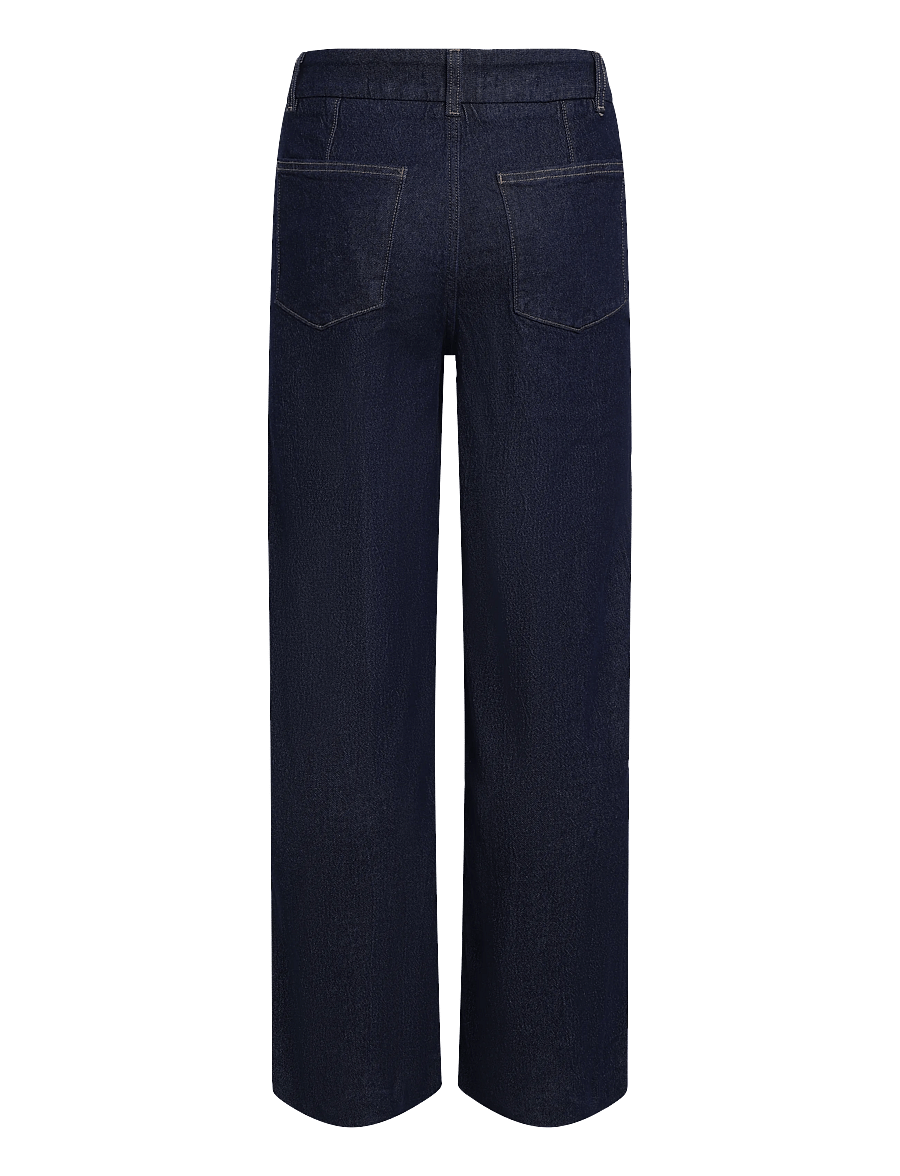 Mango - High-waisted wide leg jeans with stitching - brede jeans - open blue - 1
