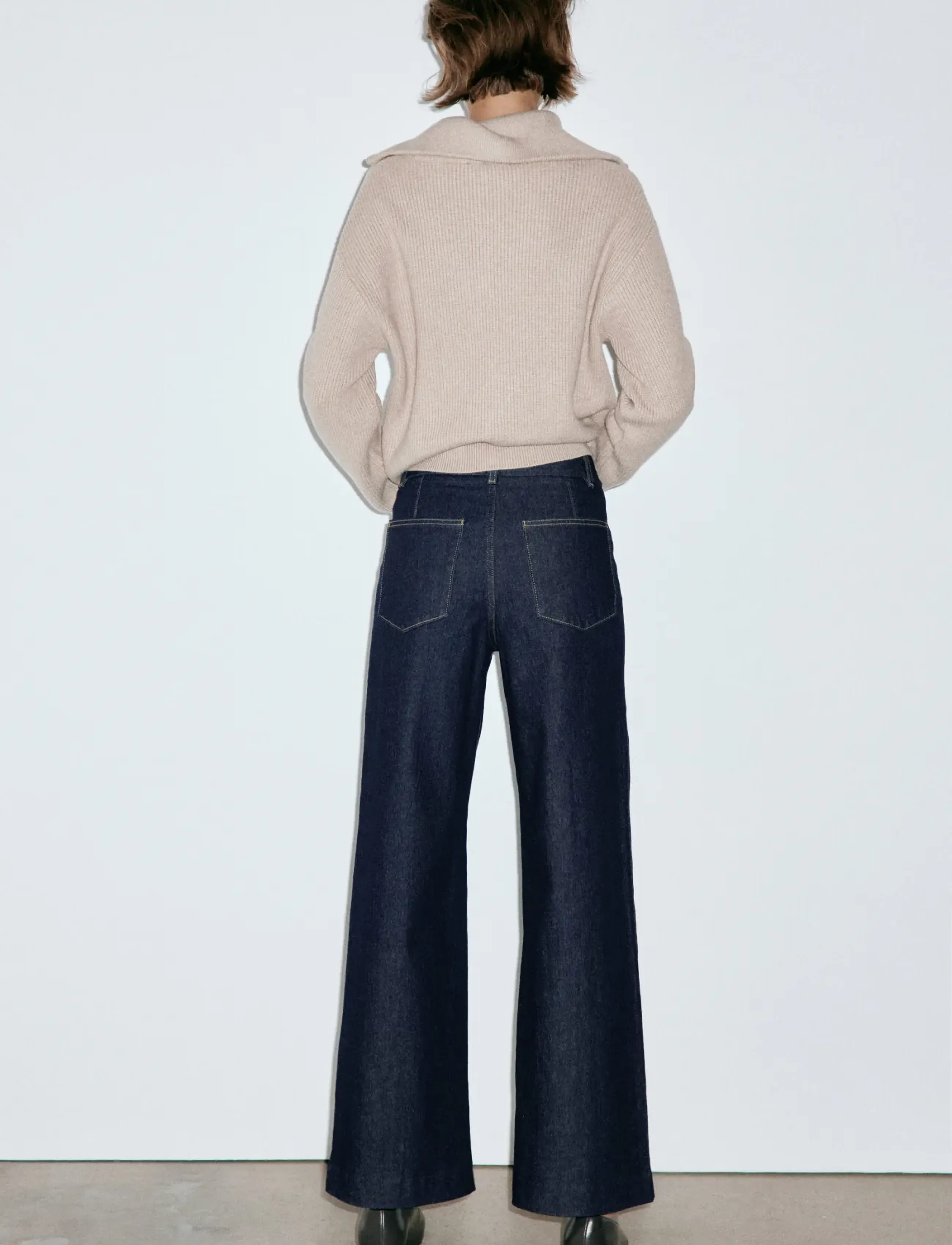 Mango - High-waisted wide leg jeans with stitching - vida jeans - open blue - 3