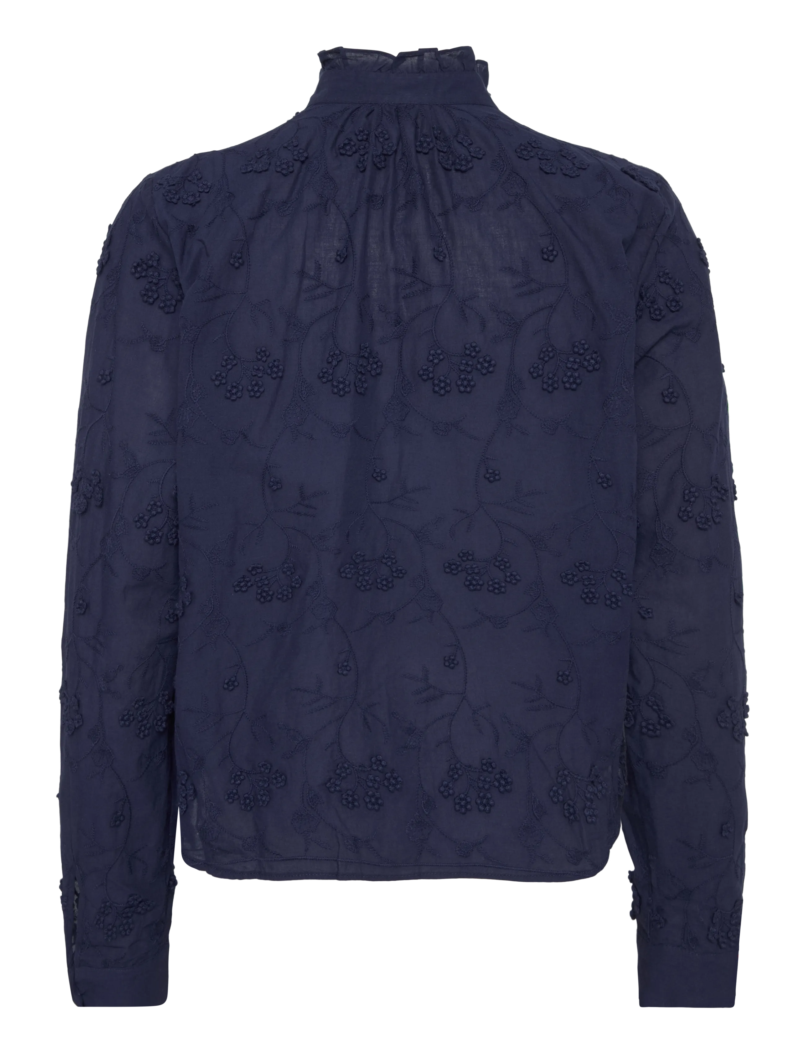 Mango - Embroidered blouse with frill detail - navy - 1