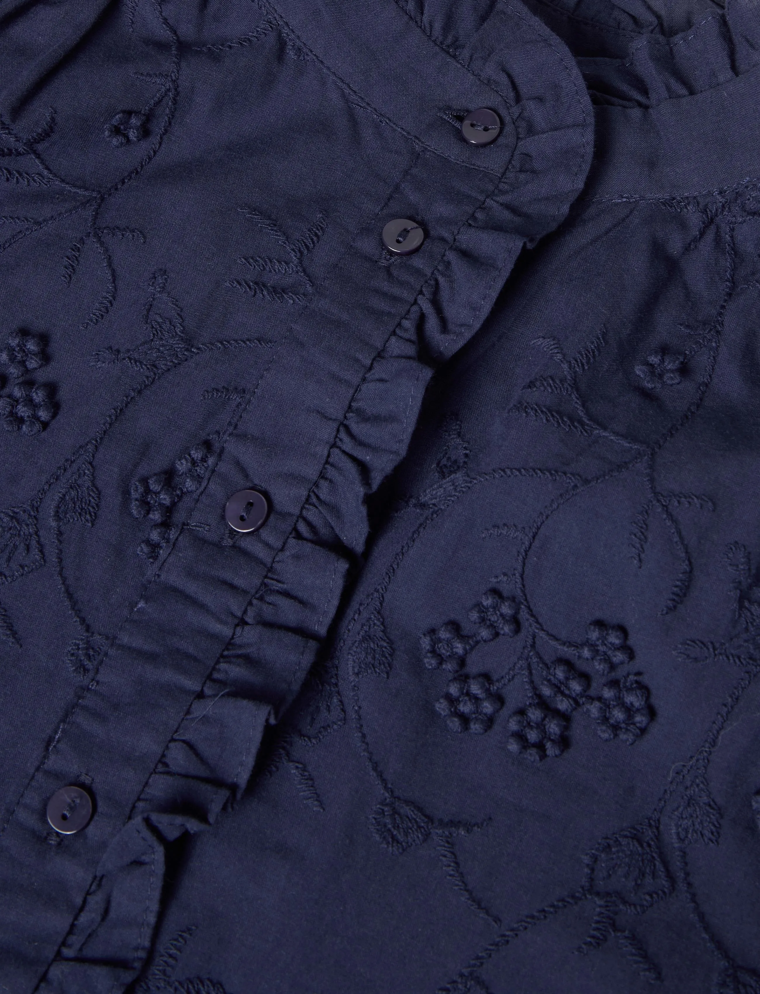 Mango - Embroidered blouse with frill detail - navy - 2