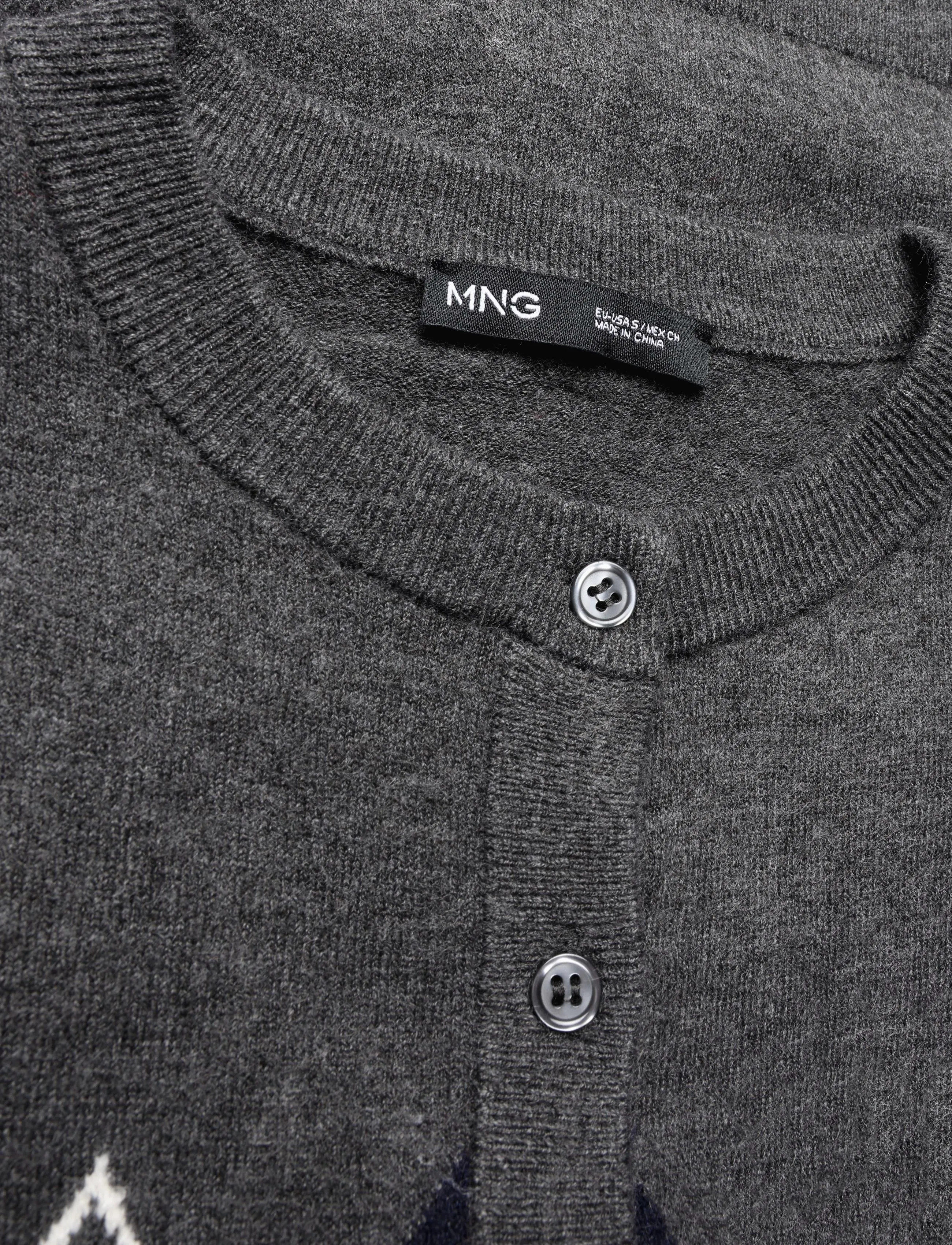 Mango - Rhombus cardigan with buttons - cardigans - medium grey - 2