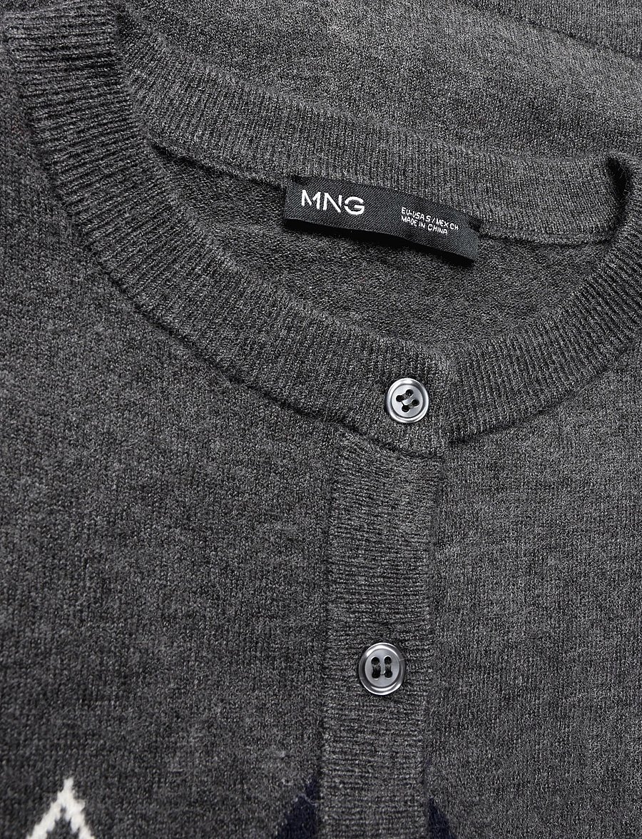 Mango - Rhombus cardigan with buttons - cardigans - medium grey - 2