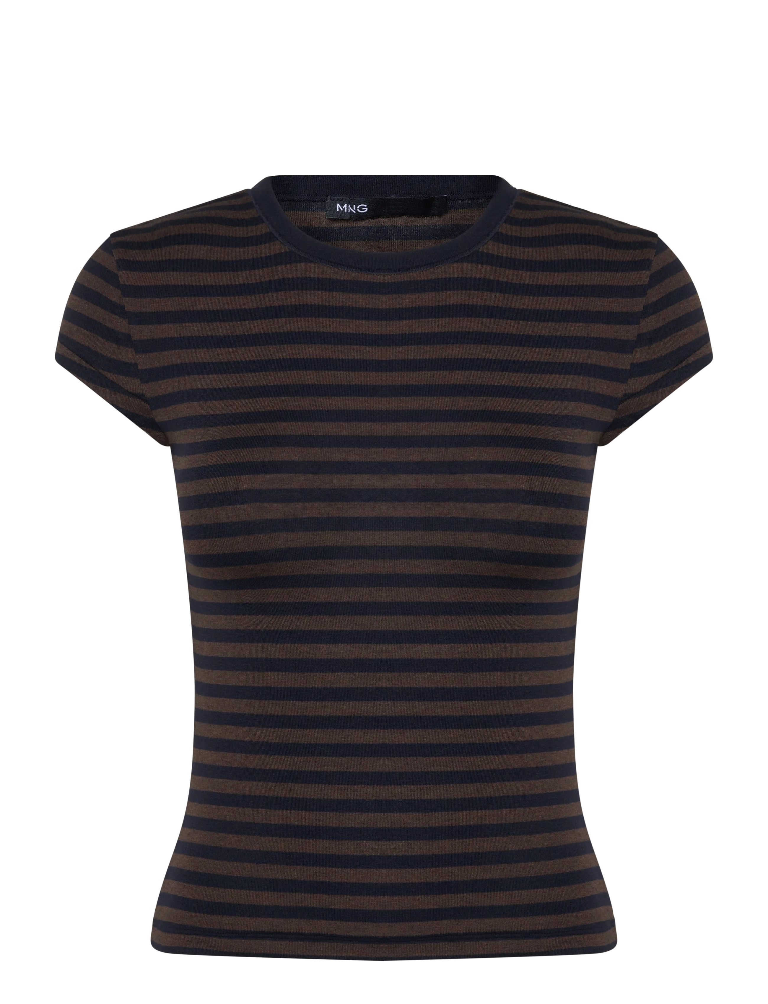 Mango Slim-fit short-sleeved T-shirt - Tøj - BROWN / brown