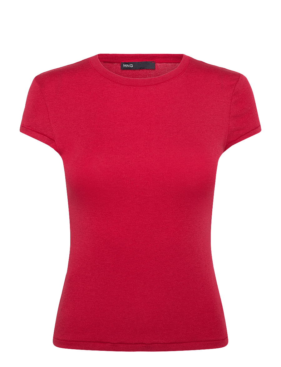 Mango - Slim-fit short-sleeved T-shirt - t-shirts - red - 1