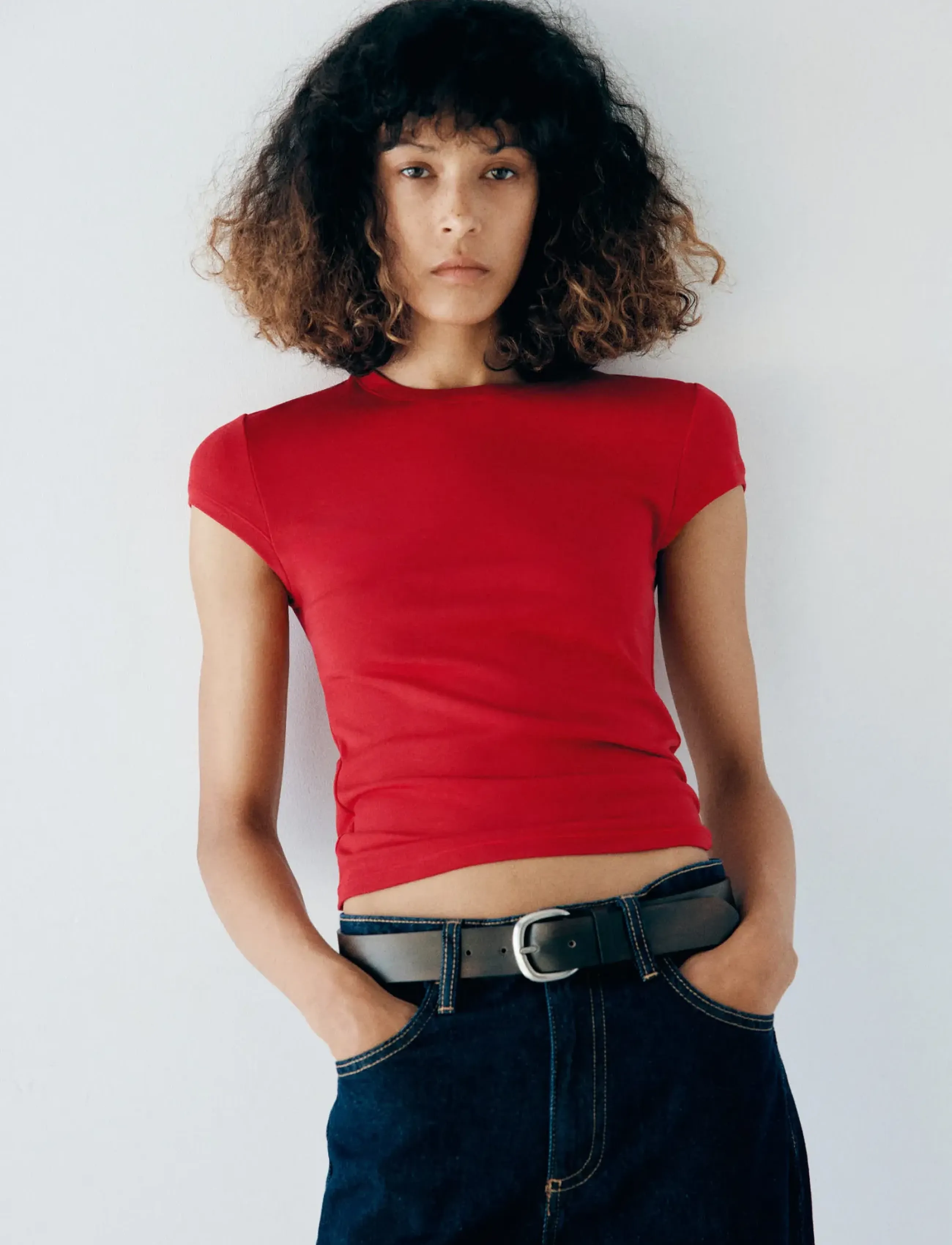 Mango - Slim-fit short-sleeved T-shirt - t-shirts - red - 0