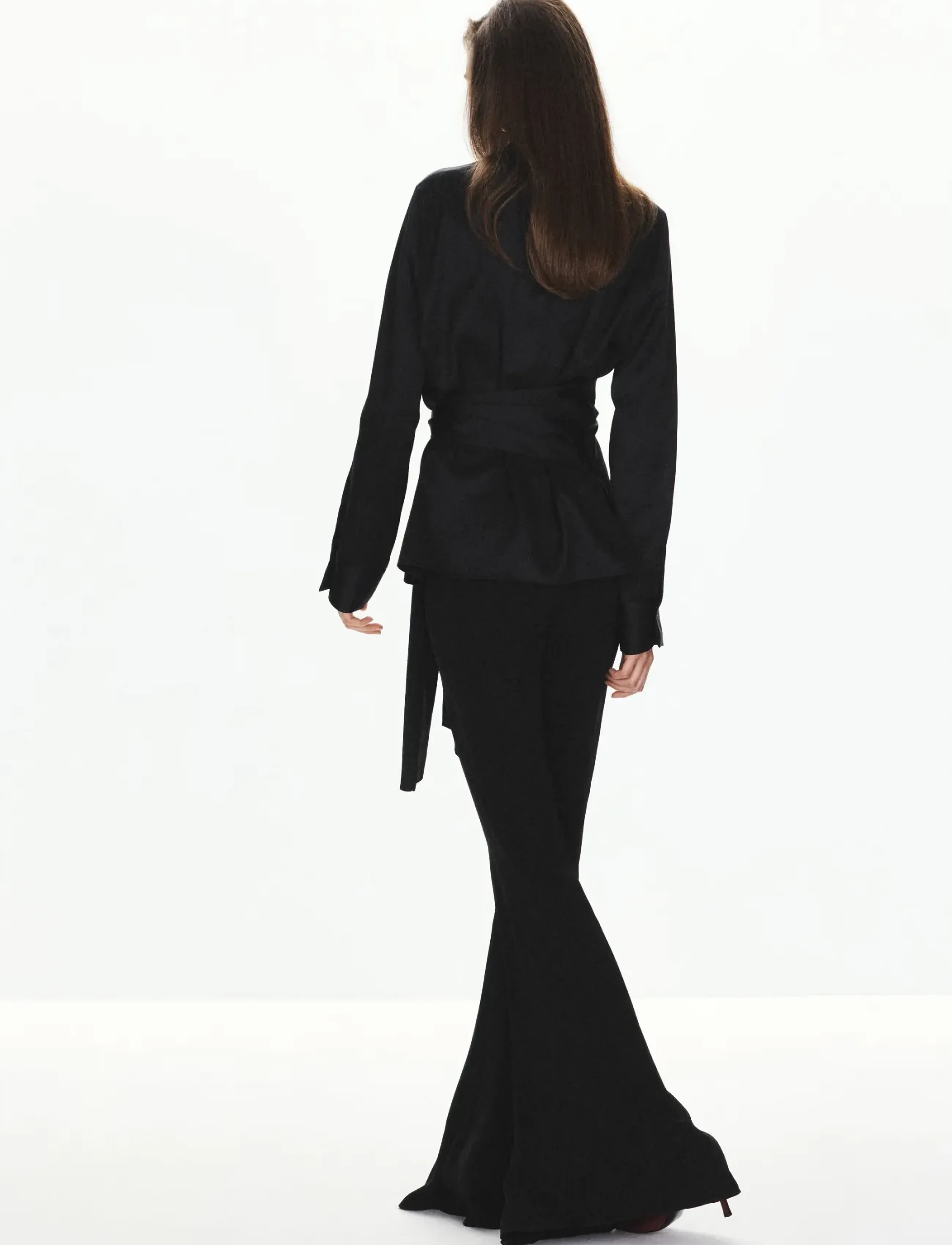 Mango - Straight-fit shirt with bow detail - långärmade skjortor - black - 2