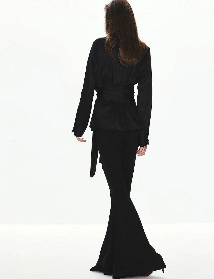 Mango - Straight-fit shirt with bow detail - långärmade skjortor - black - 2