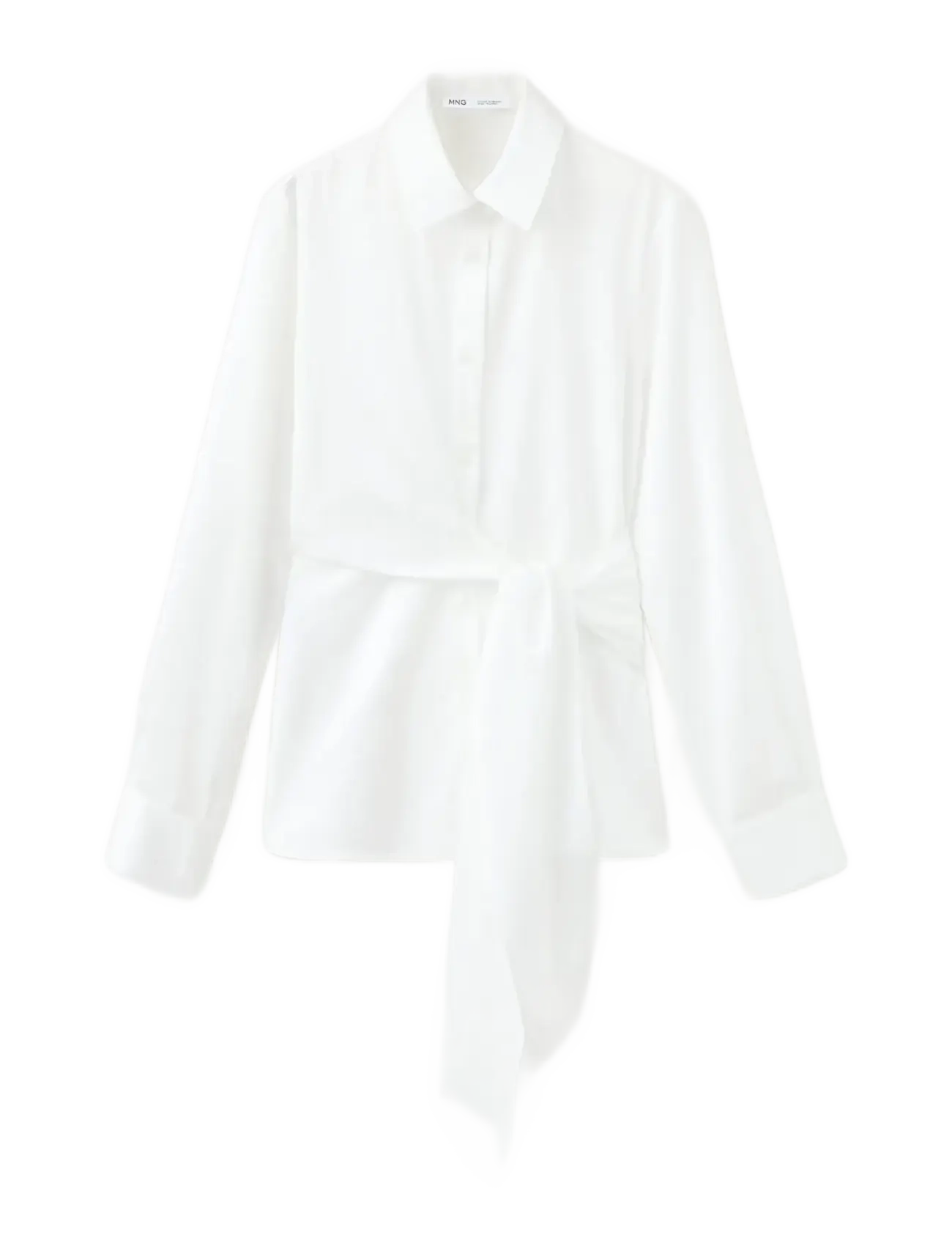 Mango Straight-fit shirt with bow detail - Kläder - NATURAL WHITE / white