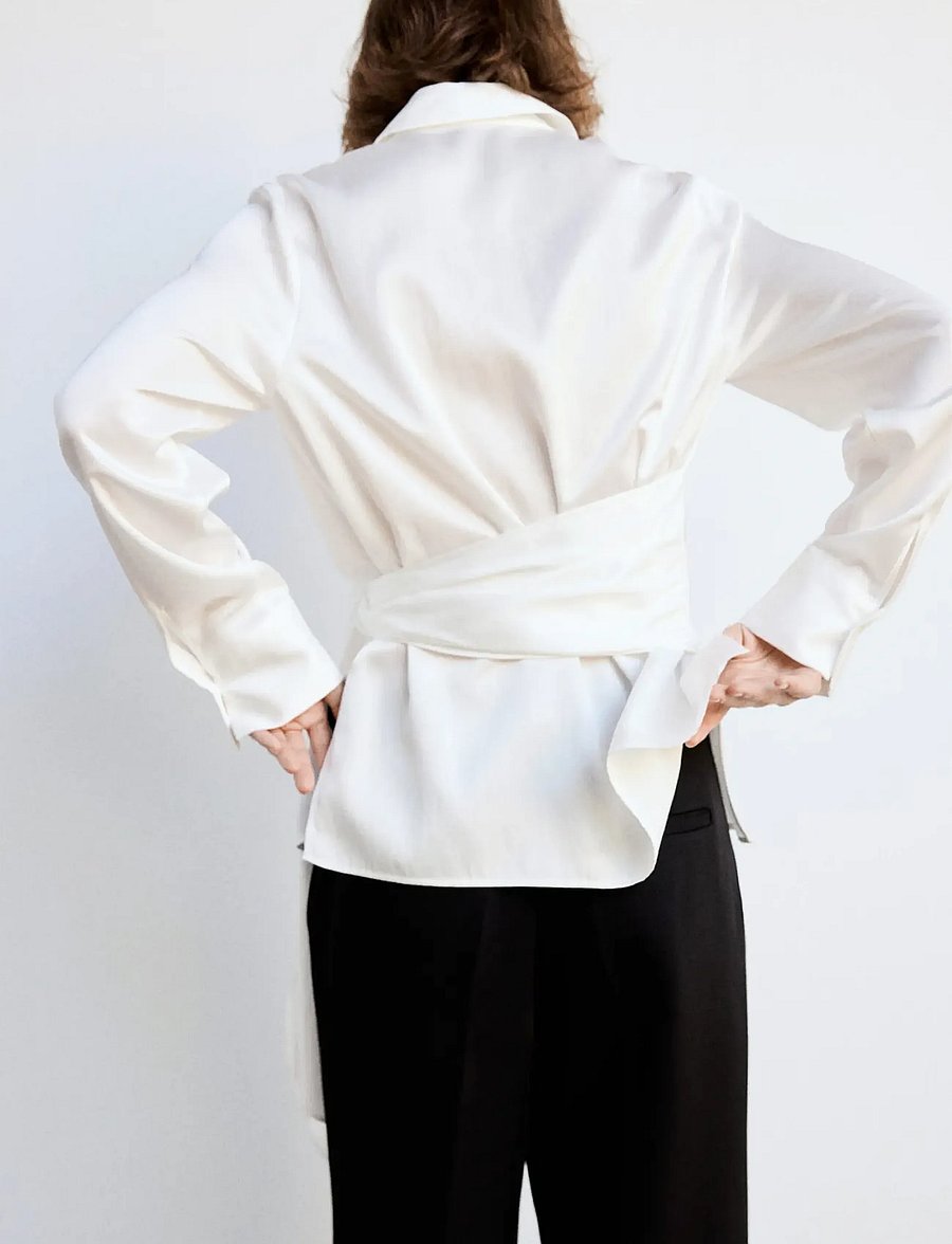 Mango - Straight-fit shirt with bow detail - långärmade skjortor - natural white - 2