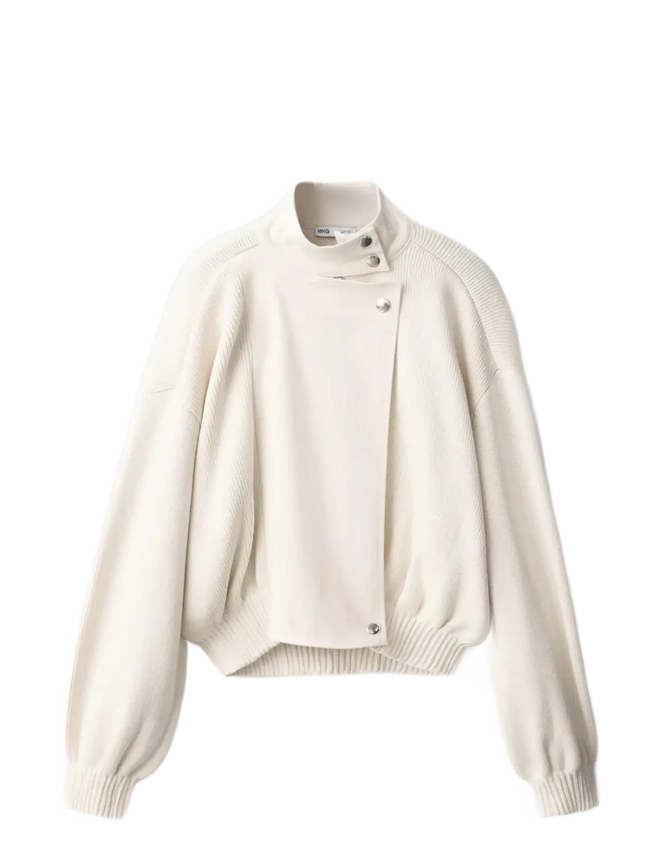 Mango - Knitted bomber jacket - bomberjakker - light beige - 1