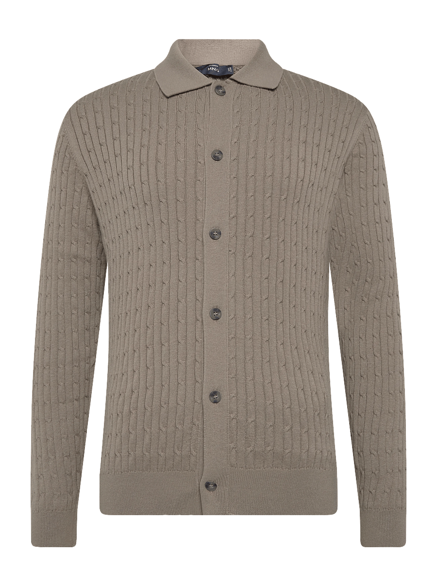 Mango - Knitted braided cardigan - långärmade stickade pikétröjor - medium grey - 0
