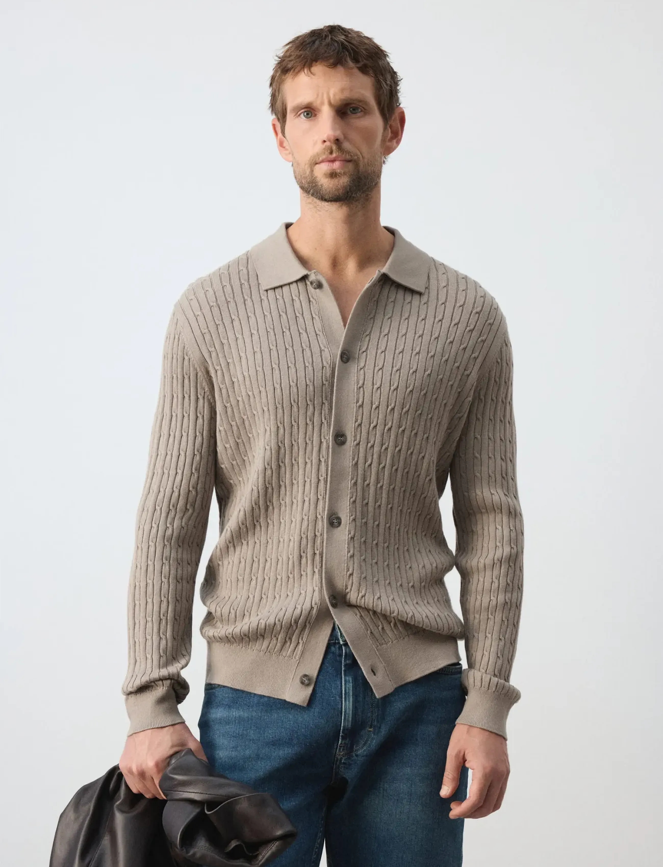 Mango - Knitted braided cardigan - poloer i strik med lange ærmer - medium grey - 0
