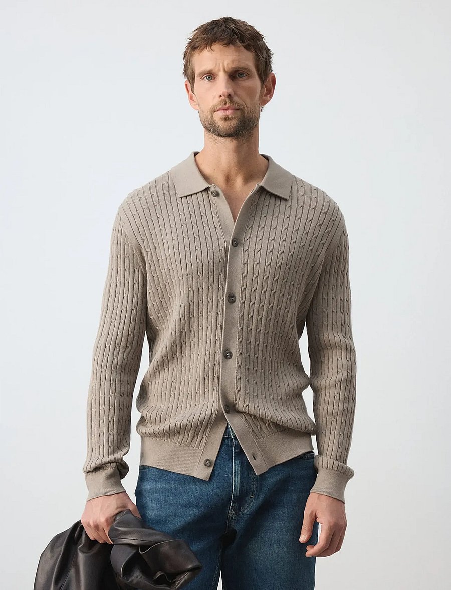 Mango - Knitted braided cardigan - poloer i strik med lange ærmer - medium grey - 0