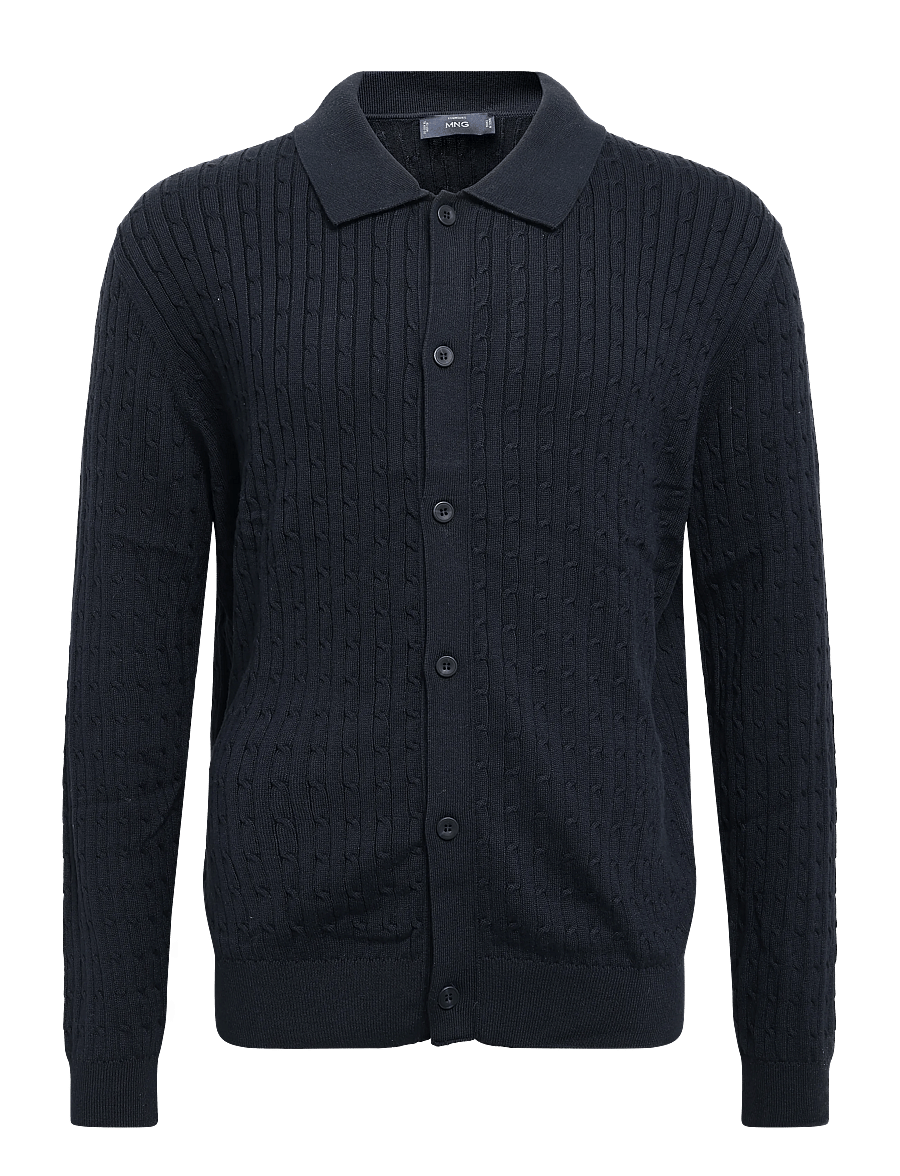 Mango - Knitted braided cardigan - långärmade stickade pikétröjor - navy - 1